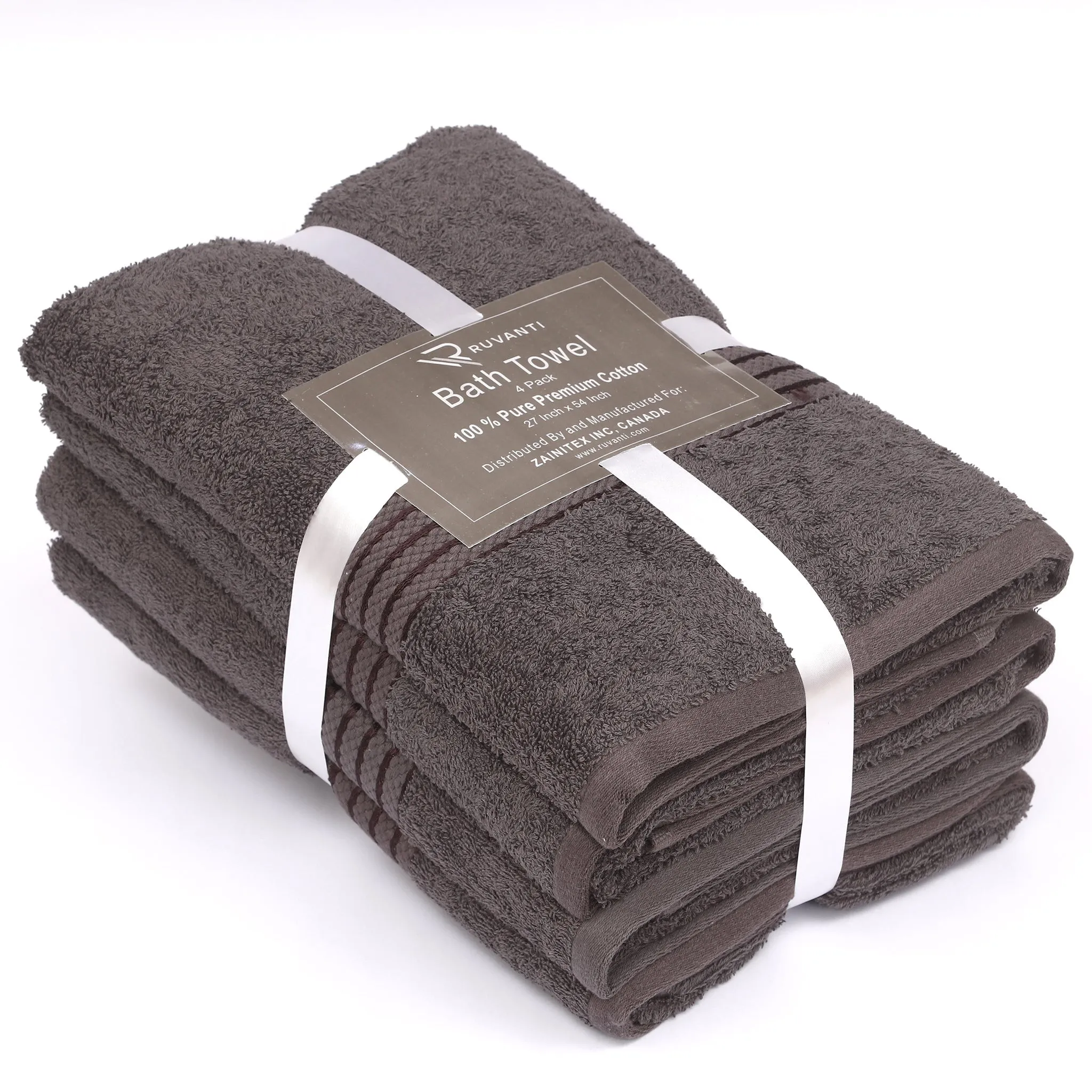 100% Cotton Bath Towel by Ruvanti - (27x54 Inch) - Grey