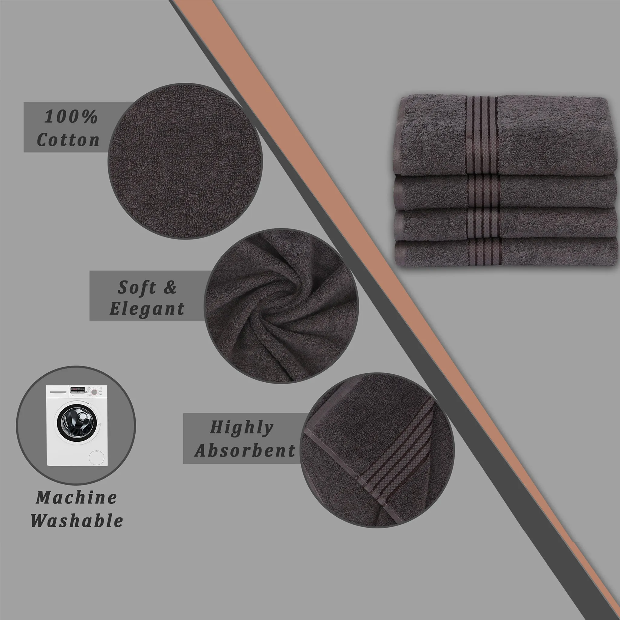 100% Cotton Bath Towel by Ruvanti - (27x54 Inch) - Grey
