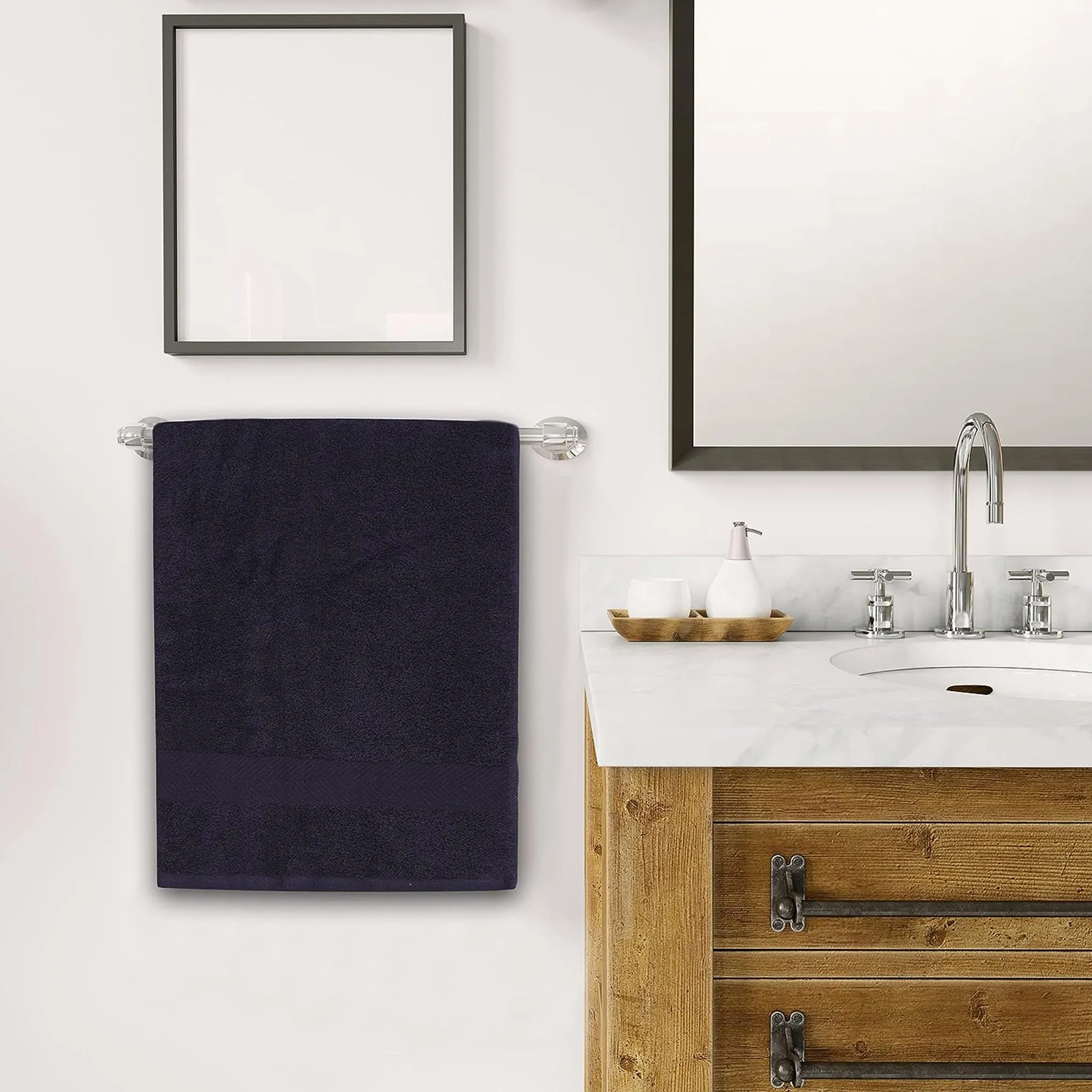 100% Cotton Bath Towel by Ruvanti - (27x54 Inch) - Navy