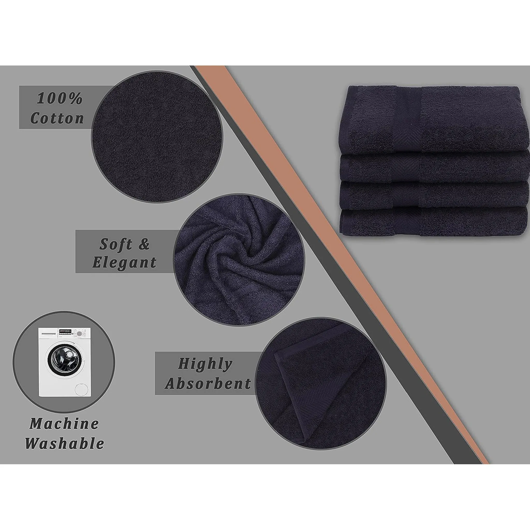 100% Cotton Bath Towel by Ruvanti - (27x54 Inch) - Navy
