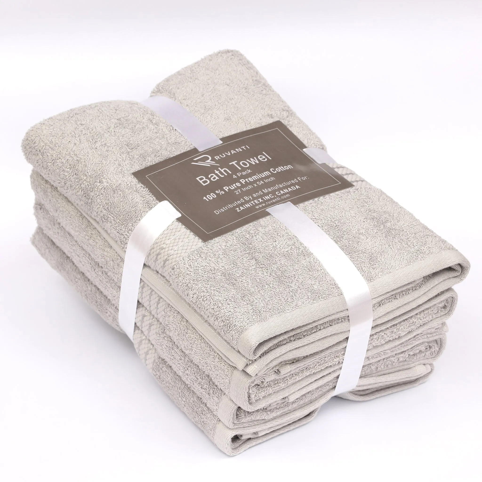 100% Cotton Bath Towel by Ruvanti - (27x54 Inch) - Silver