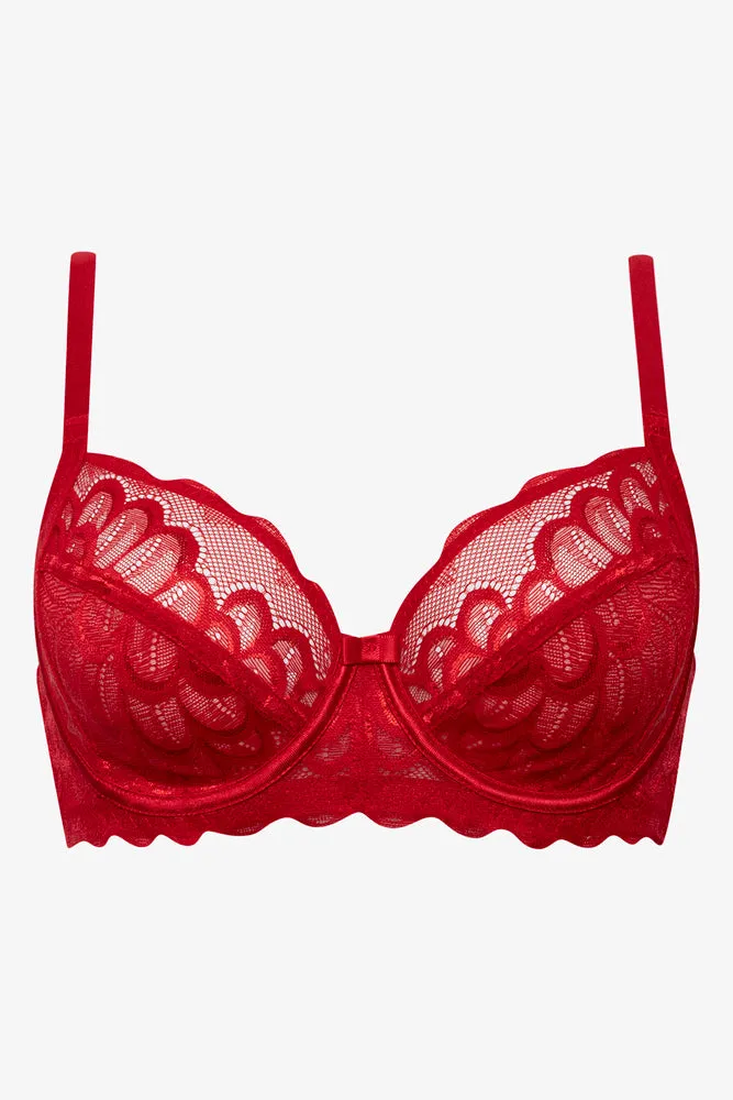 2 Pack Lace Non Padded Underwire Bras Red And Black