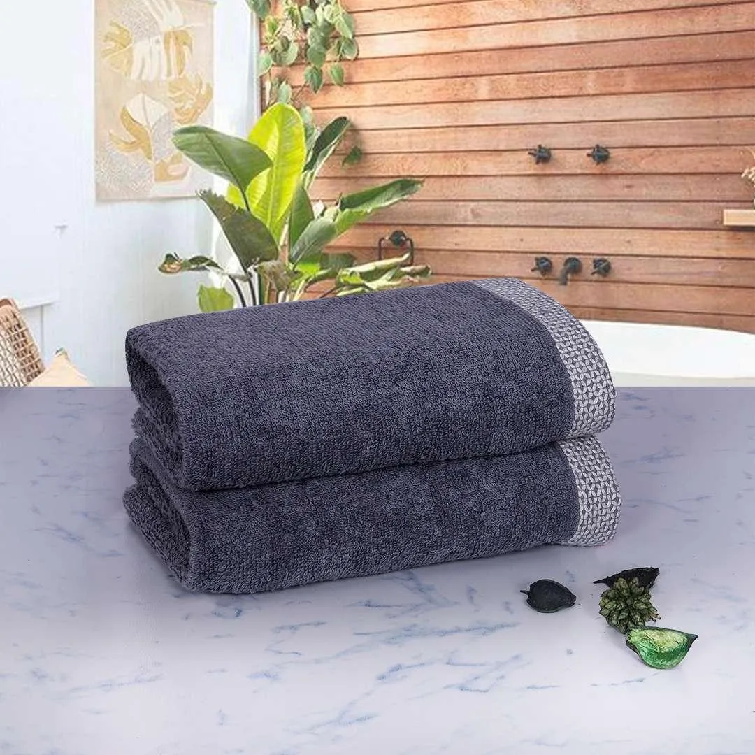500 GSM Bamboo Hand Towel Set Of 2 - Dark Grey | Ultra Soft & Highly Absorbent Towels