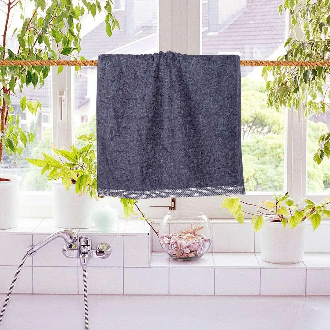 500 GSM Bamboo Hand Towel Set Of 2 - Dark Grey | Ultra Soft & Highly Absorbent Towels