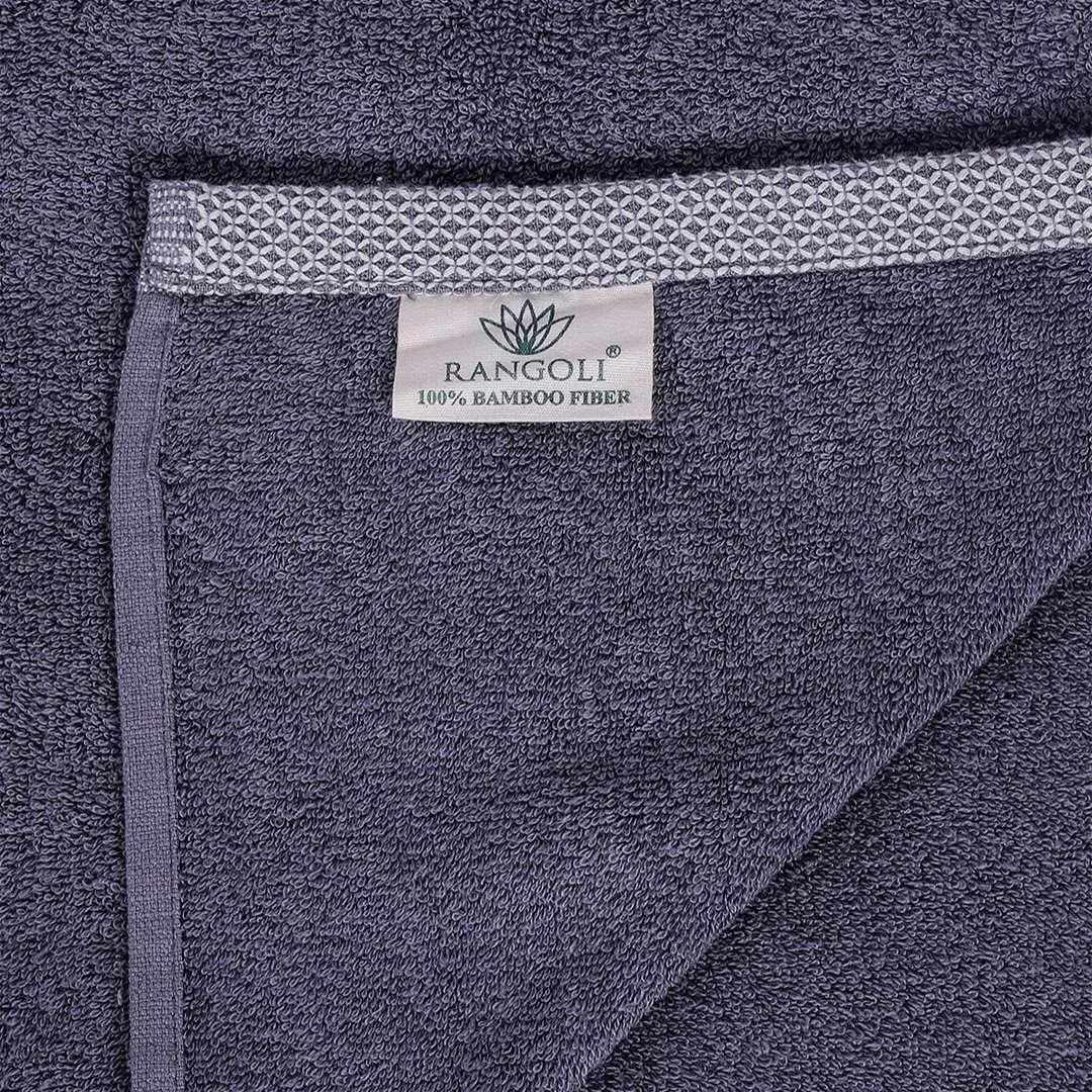500 GSM Bamboo Hand Towel Set Of 2 - Dark Grey | Ultra Soft & Highly Absorbent Towels