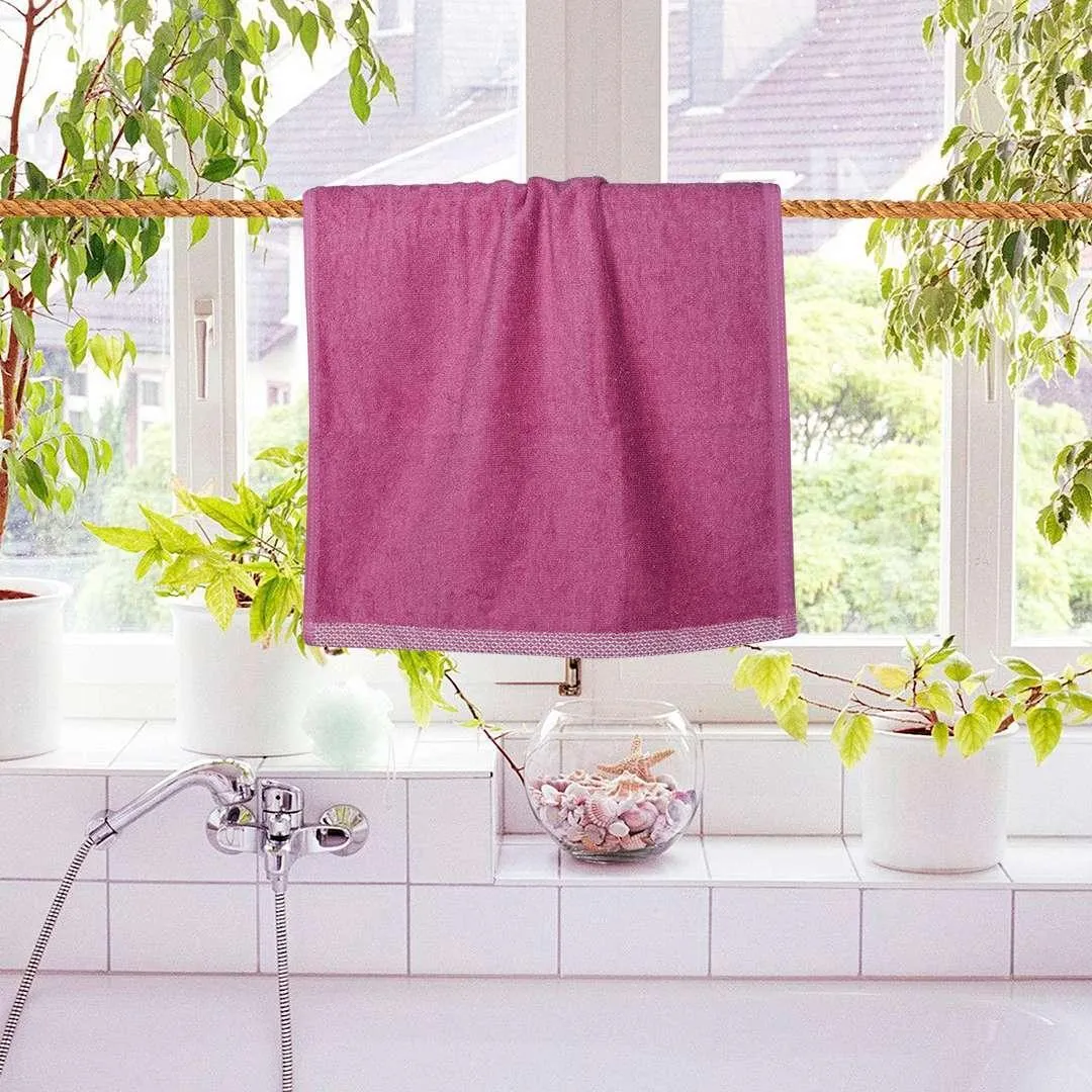 500 GSM Bamboo Hand Towels Set Of 4 - Purple & Grey | Ultra Soft & Highly Absorbent Towels