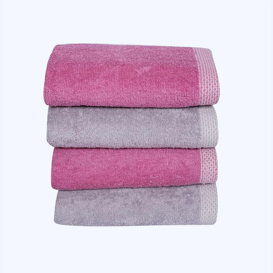 500 GSM Bamboo Hand Towels Set Of 4 - Purple & Grey | Ultra Soft & Highly Absorbent Towels