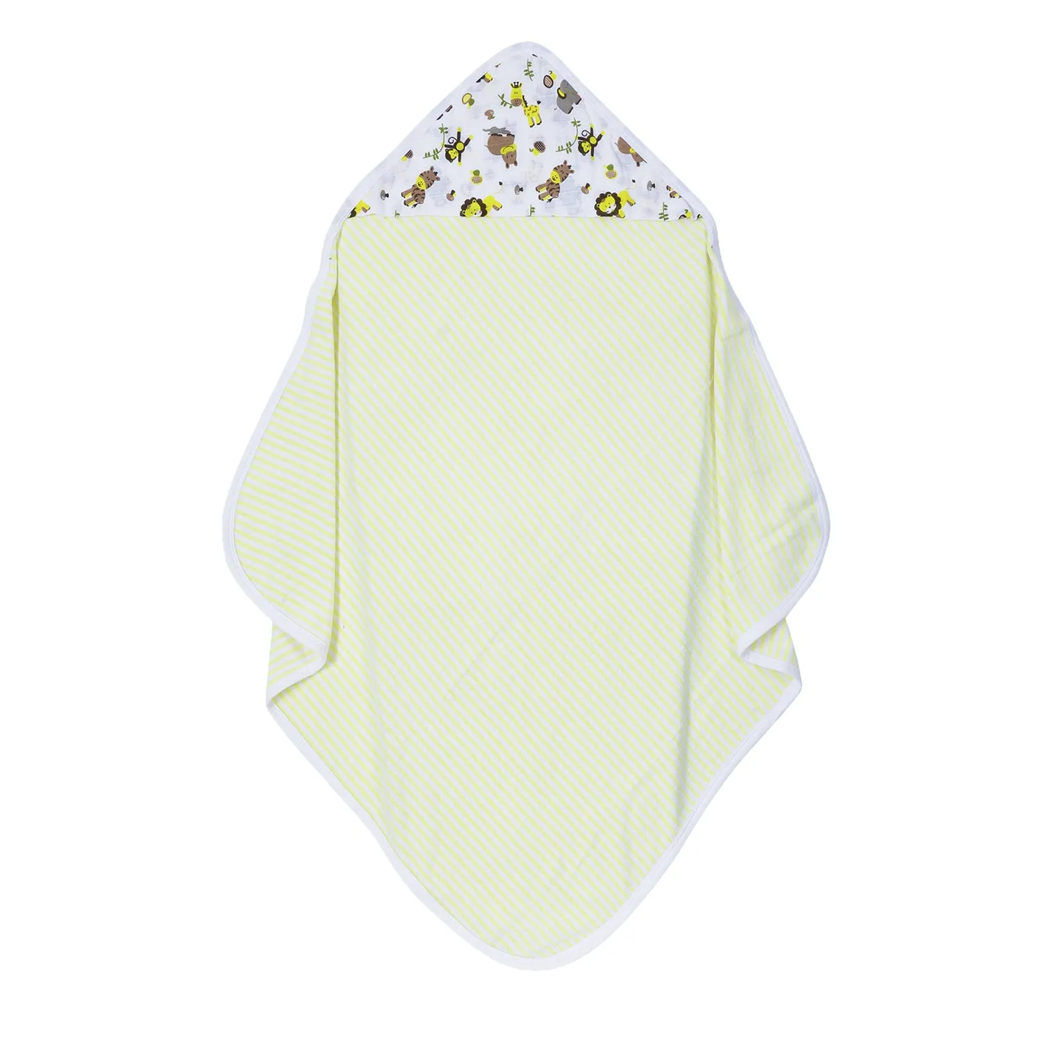 Baby Hooded Towel - Muslin Hood - Yellow Stripes