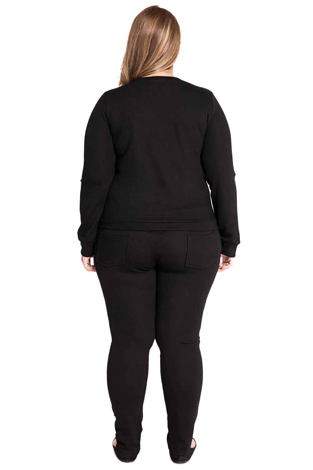 Black Fashion Sporty Zipped Pants Set