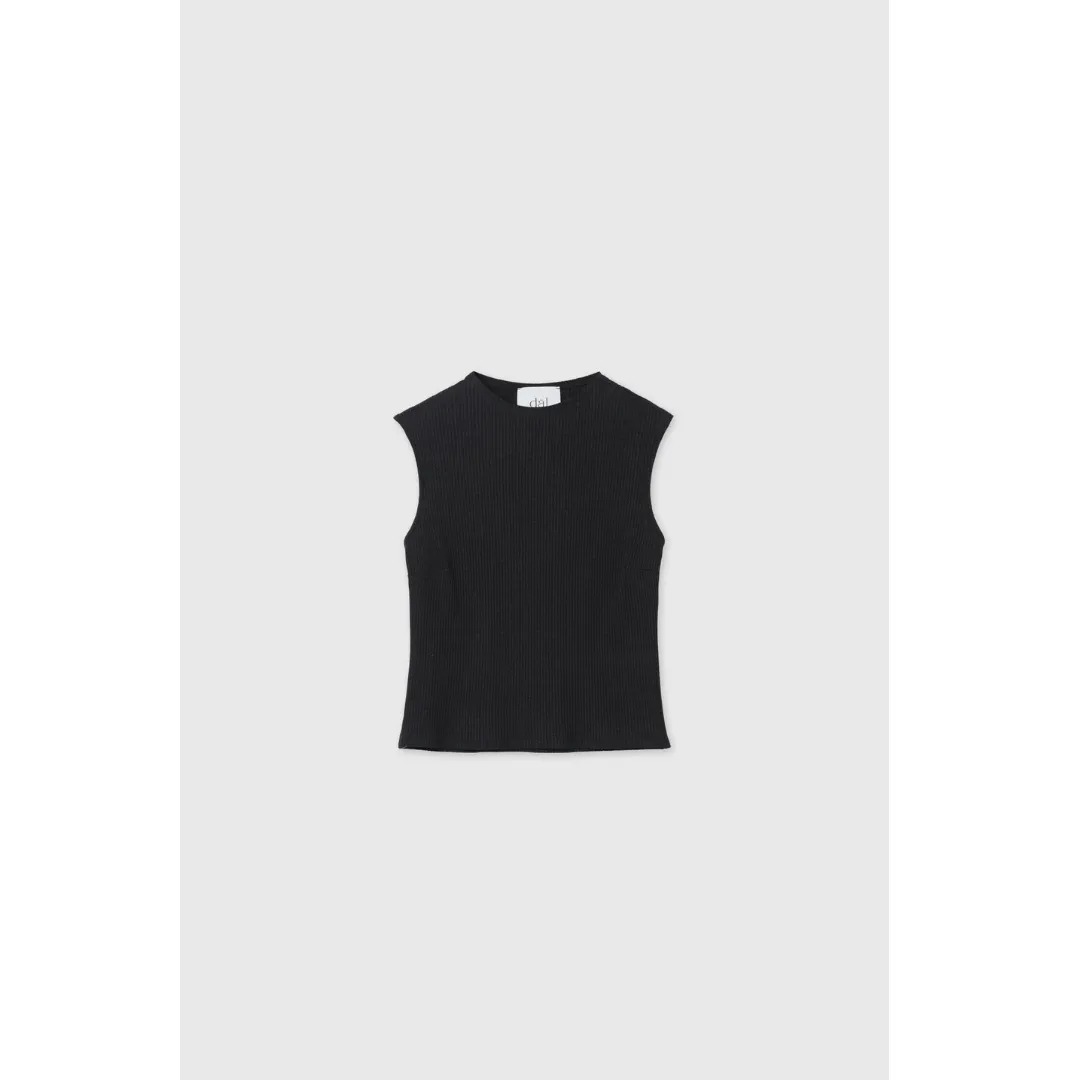 DAL THE LABEL Modal Ribbed Knit Tank, Black