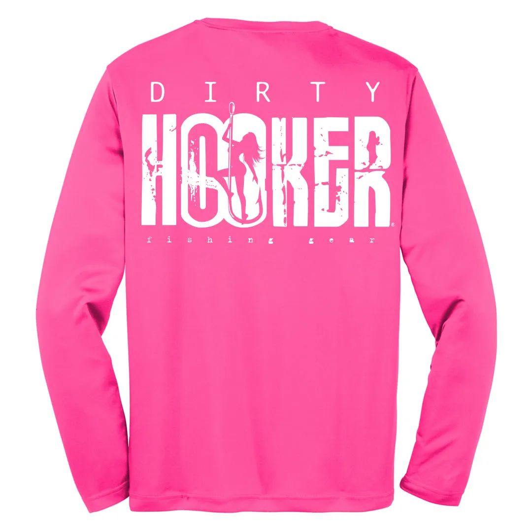 Dirty Hooker Classic White on Neon Pink Dry Fit