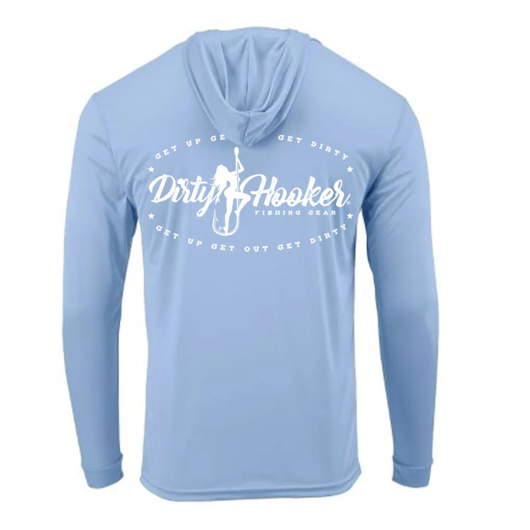 Dirty Hooker Vintage White Hooded UPF Dry Fit