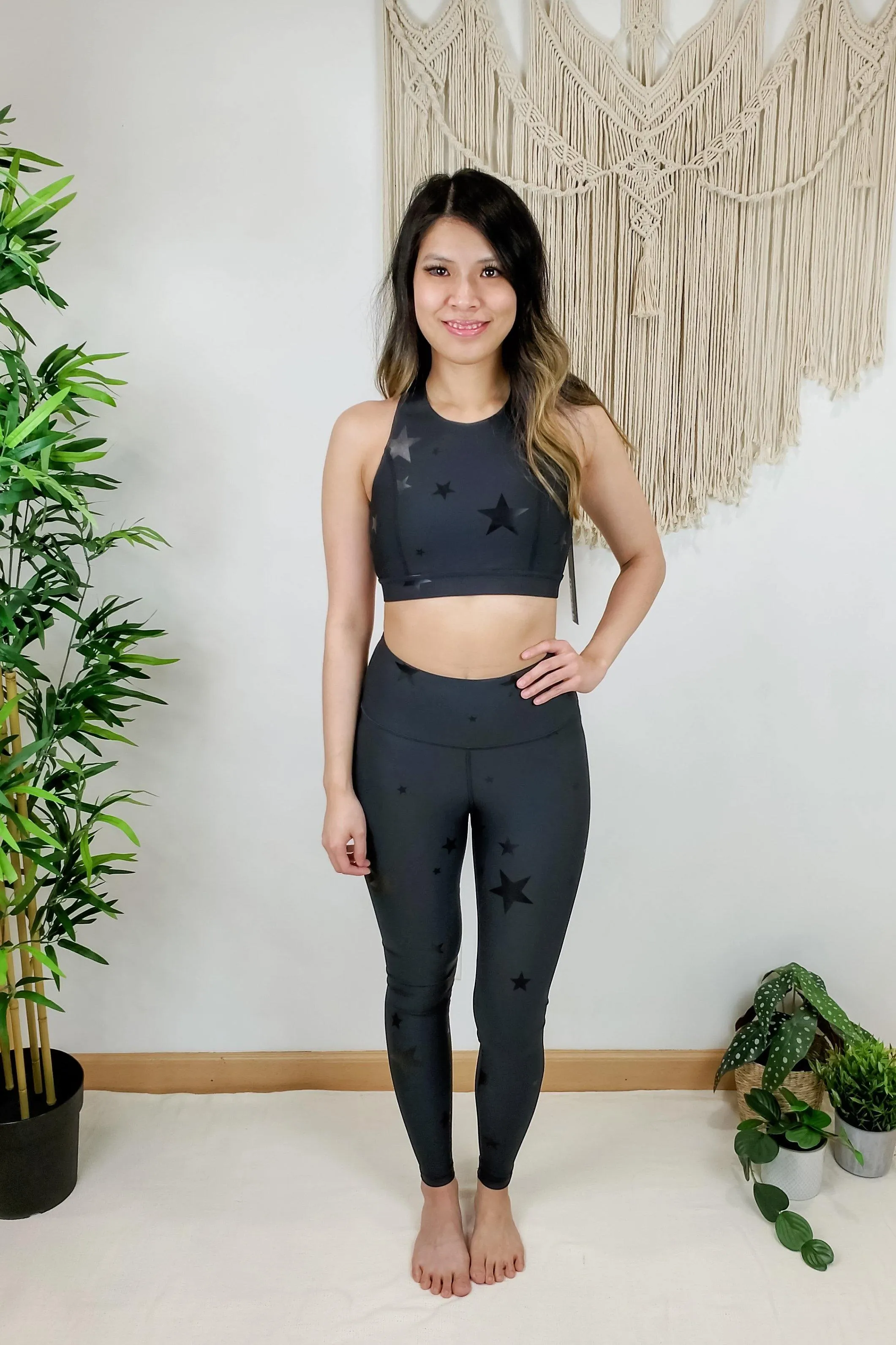 FINAL SALE - Black Foil Star Active Sports Bra