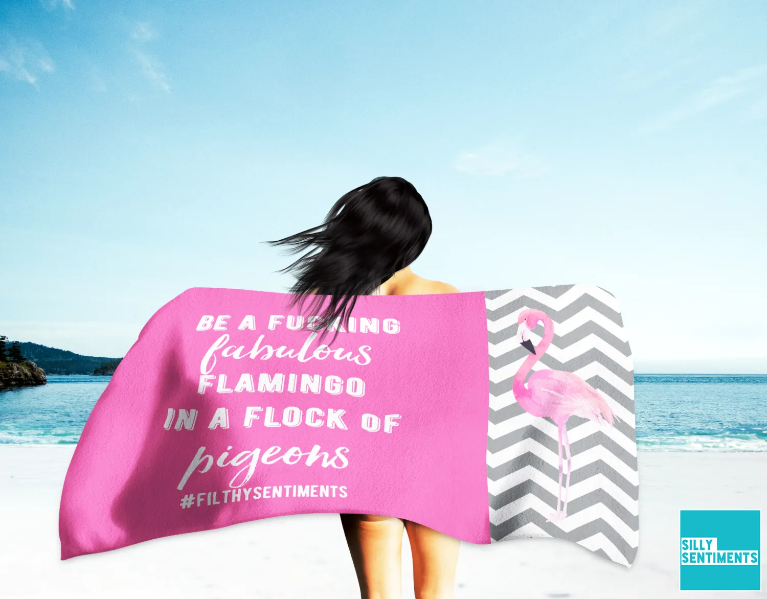 Flamingo Naughty Beach Towel