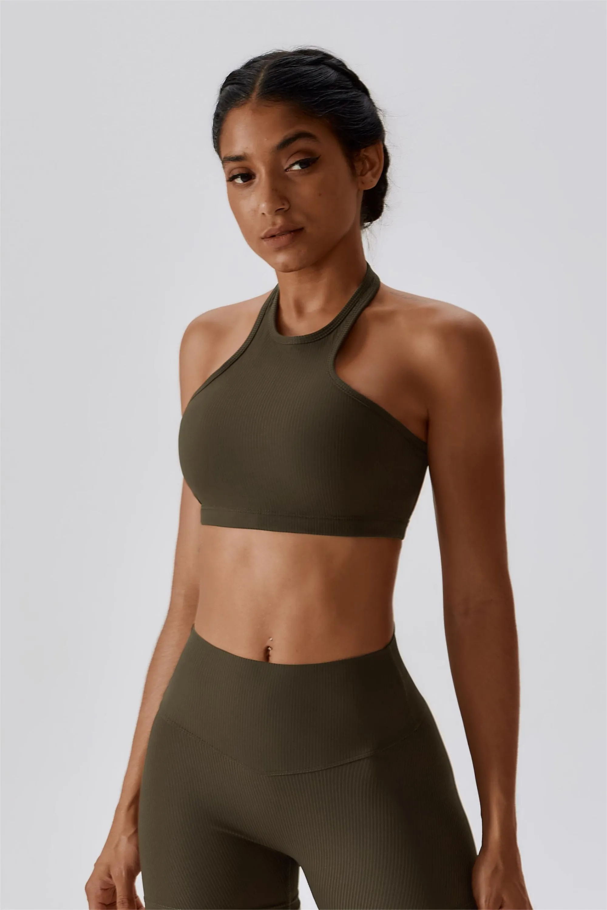 Halter Neck Backless Sports Bra