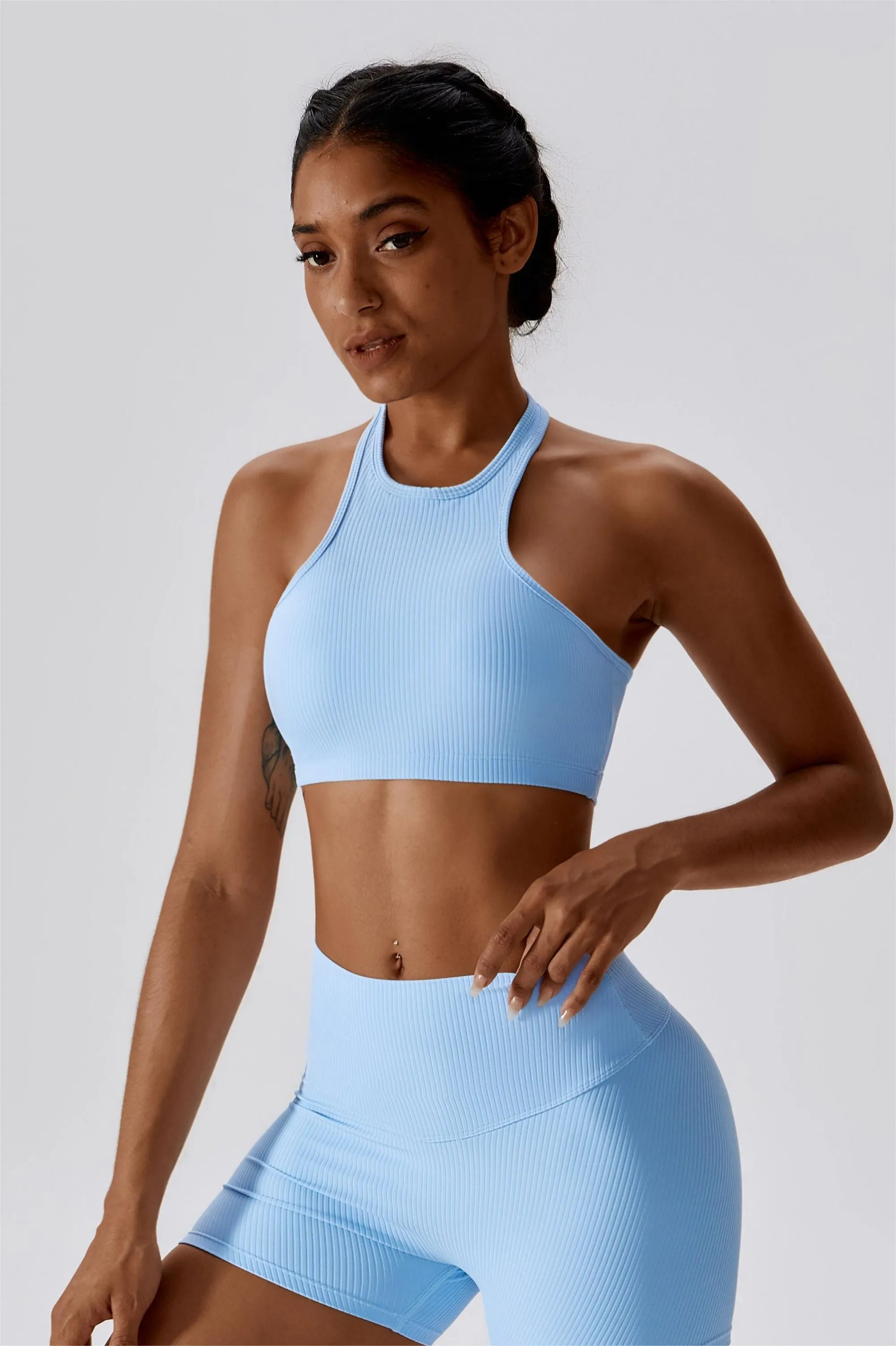 Halter Neck Backless Sports Bra