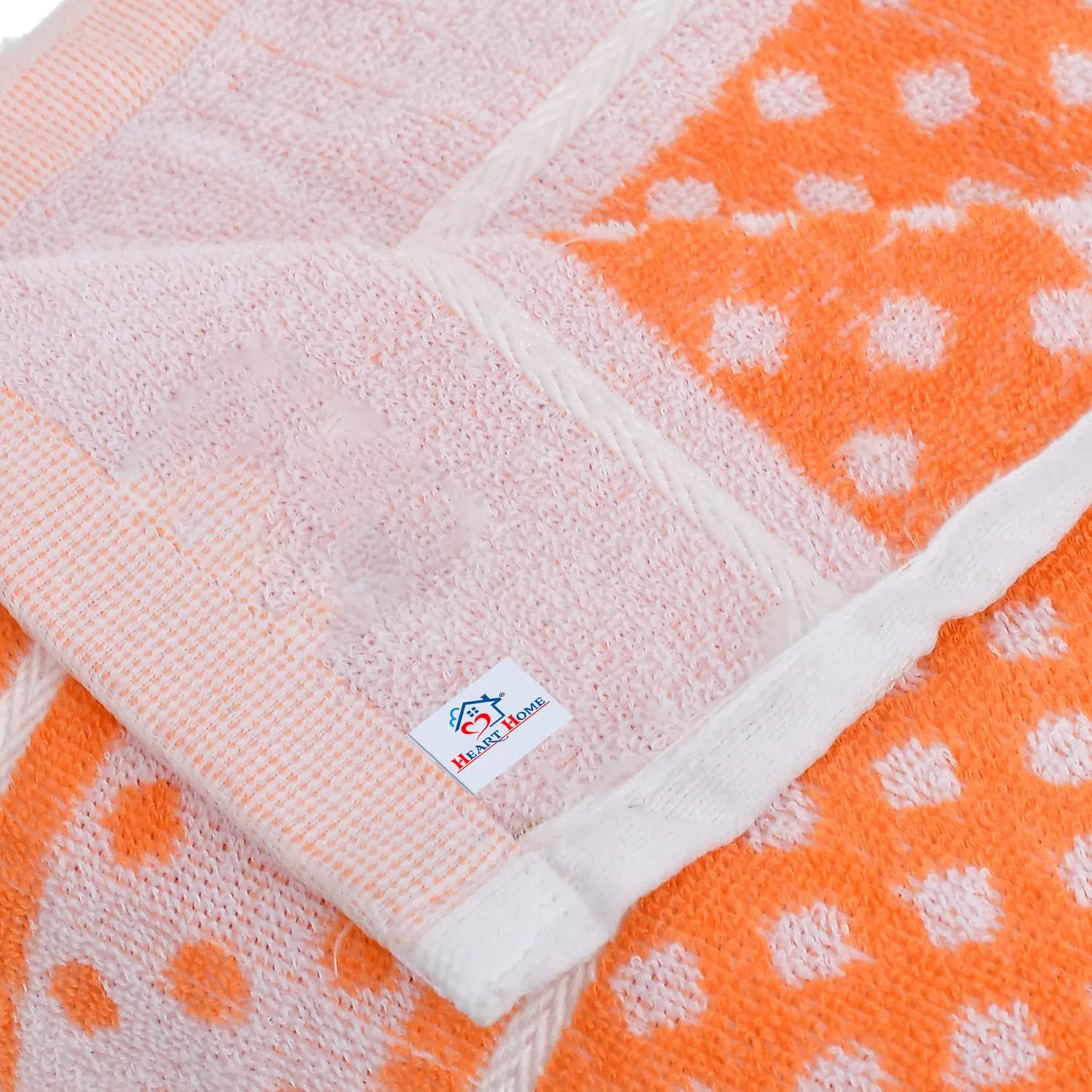 Heart HomeDot Printed Super Soft, Fluffy, and Absorbent, Cotton Bath Towel Perfect for Daily Use, 30"x60"- Pack of 4 (Orange)