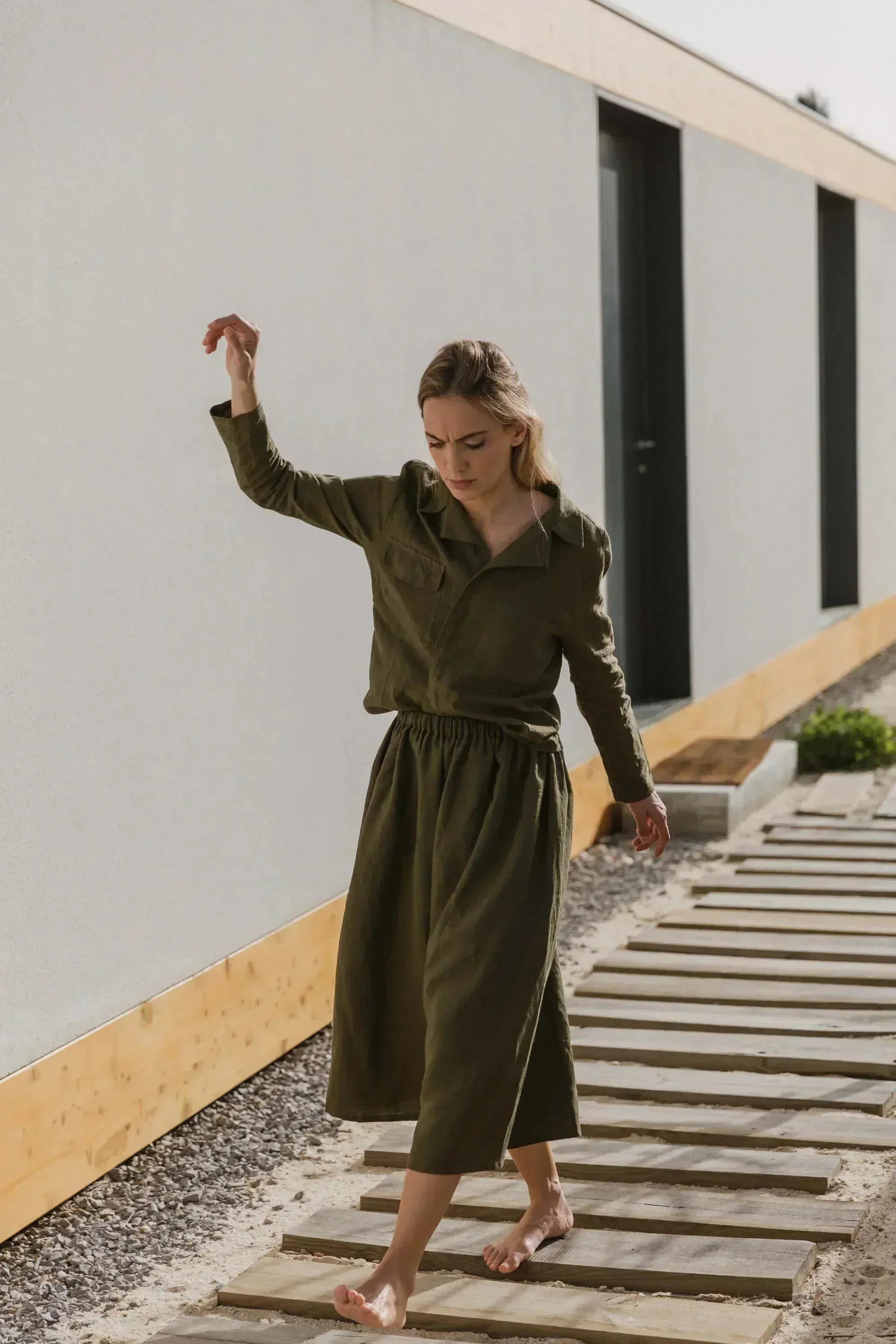 Linen culotte trousers lead grey - Tokyo