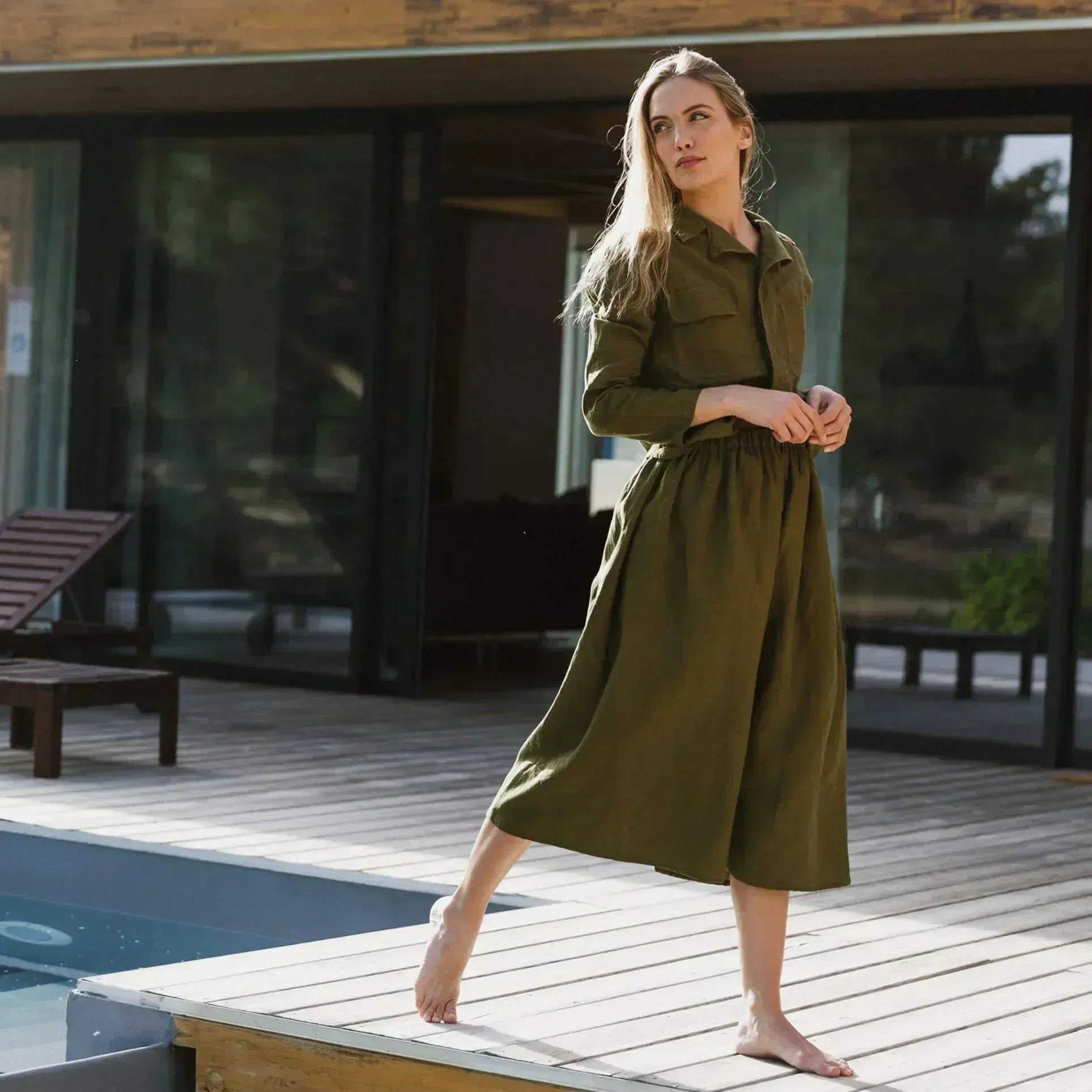 Linen culotte trousers lead grey - Tokyo