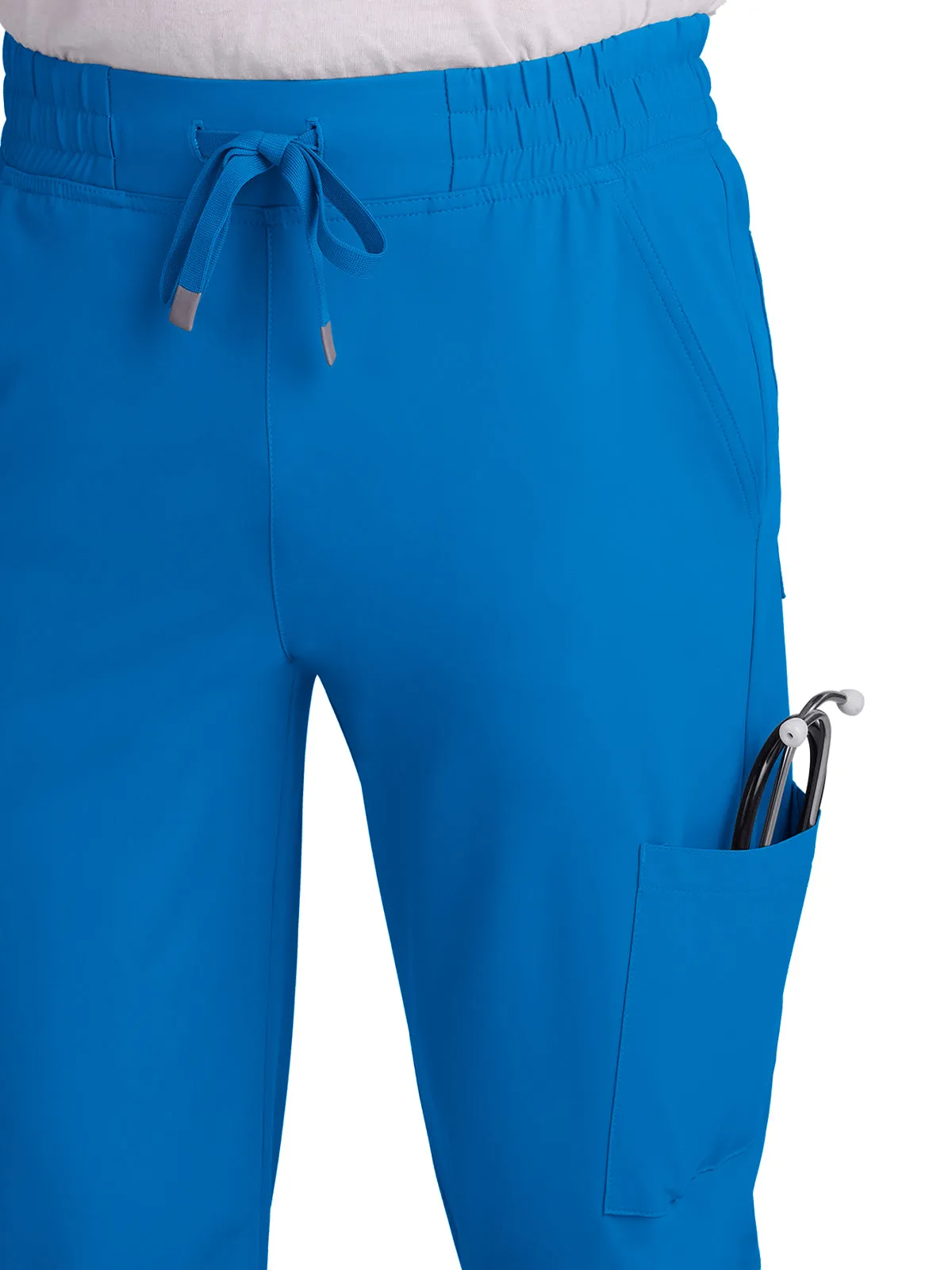 Men's Drawstring Elastic Waist Connective Jogger Pant - C600 - Royal Blue