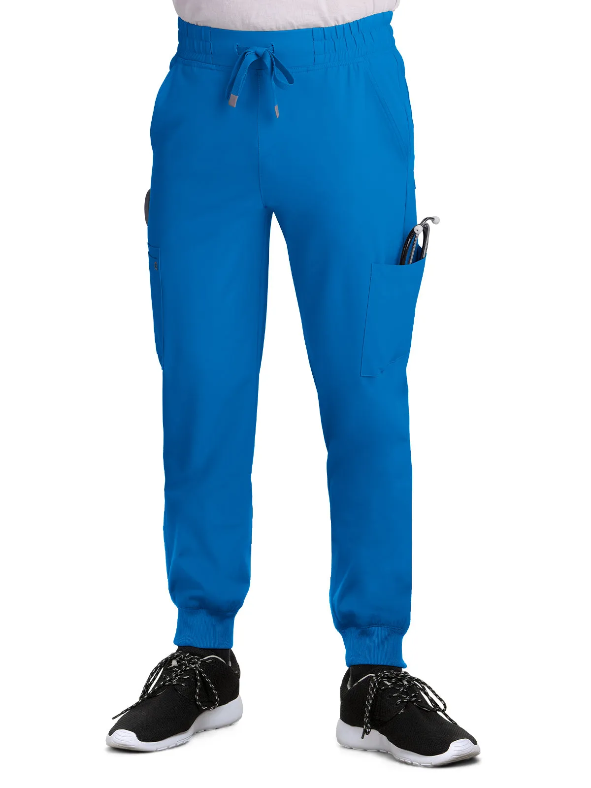 Men's Drawstring Elastic Waist Connective Jogger Pant - C600 - Royal Blue
