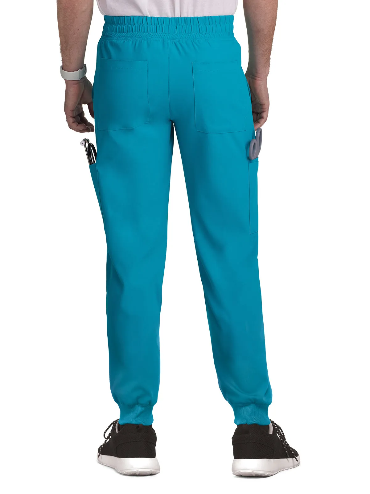 Men's Drawstring Elastic Waist Connective Jogger Pant - C600 - Teal