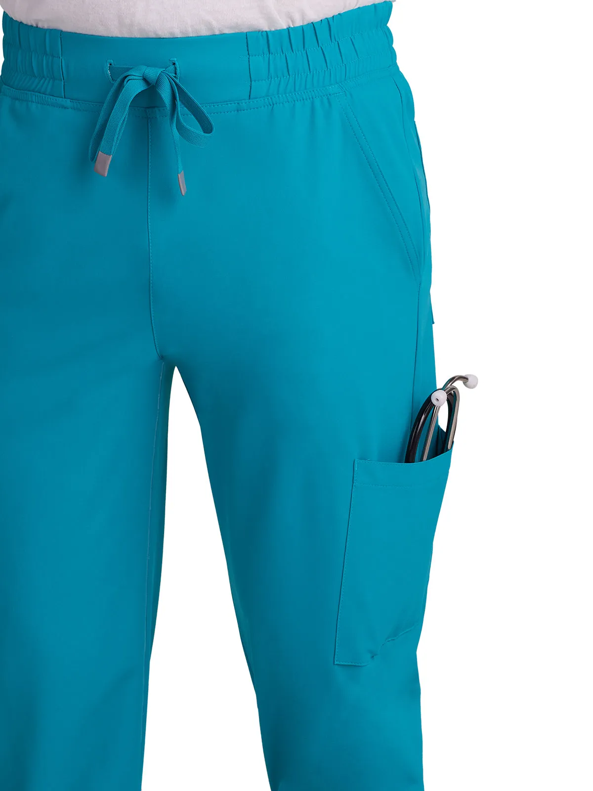 Men's Drawstring Elastic Waist Connective Jogger Pant - C600 - Teal