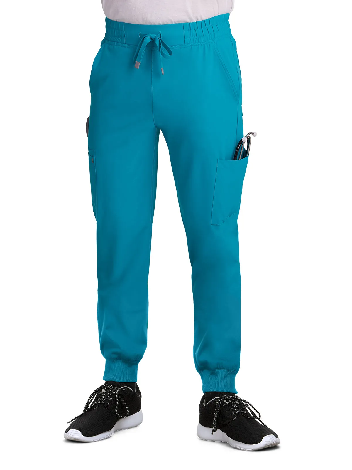 Men's Drawstring Elastic Waist Connective Jogger Pant - C600 - Teal