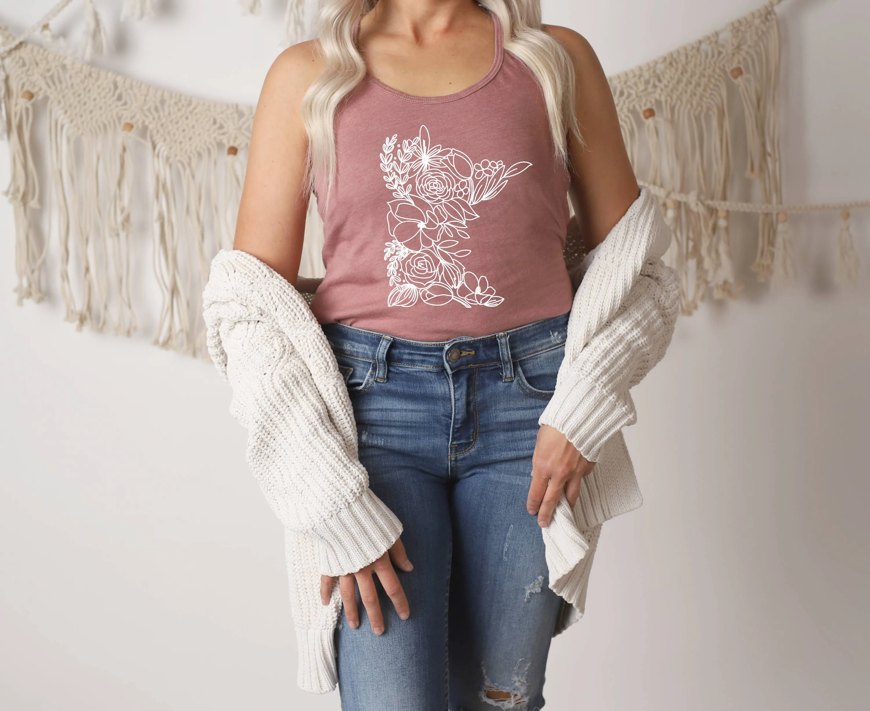 Minnesota Floral Tank Top: Mauve