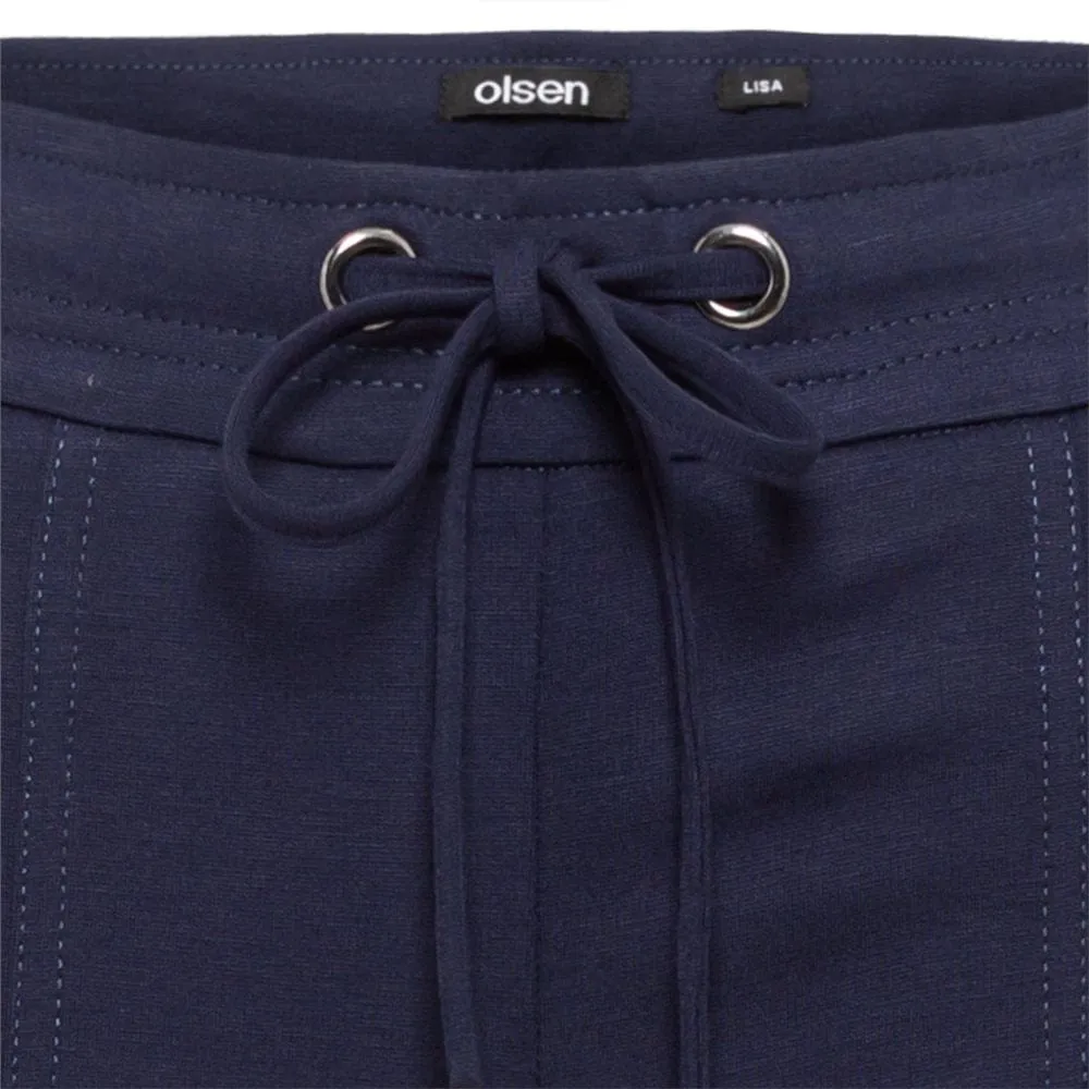 Olsen Lisa Straight Fit Jersey Trousers Navy