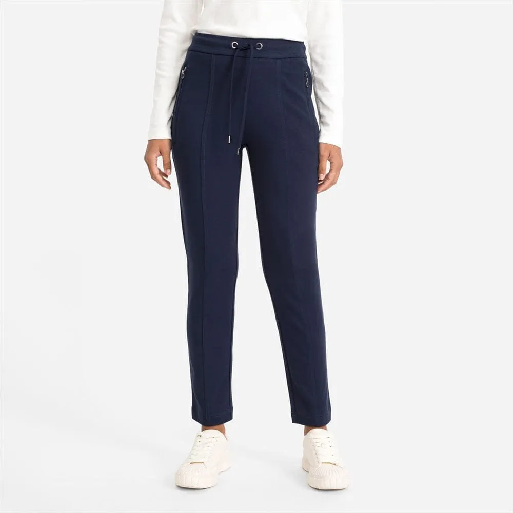 Olsen Lisa Straight Fit Jersey Trousers Navy