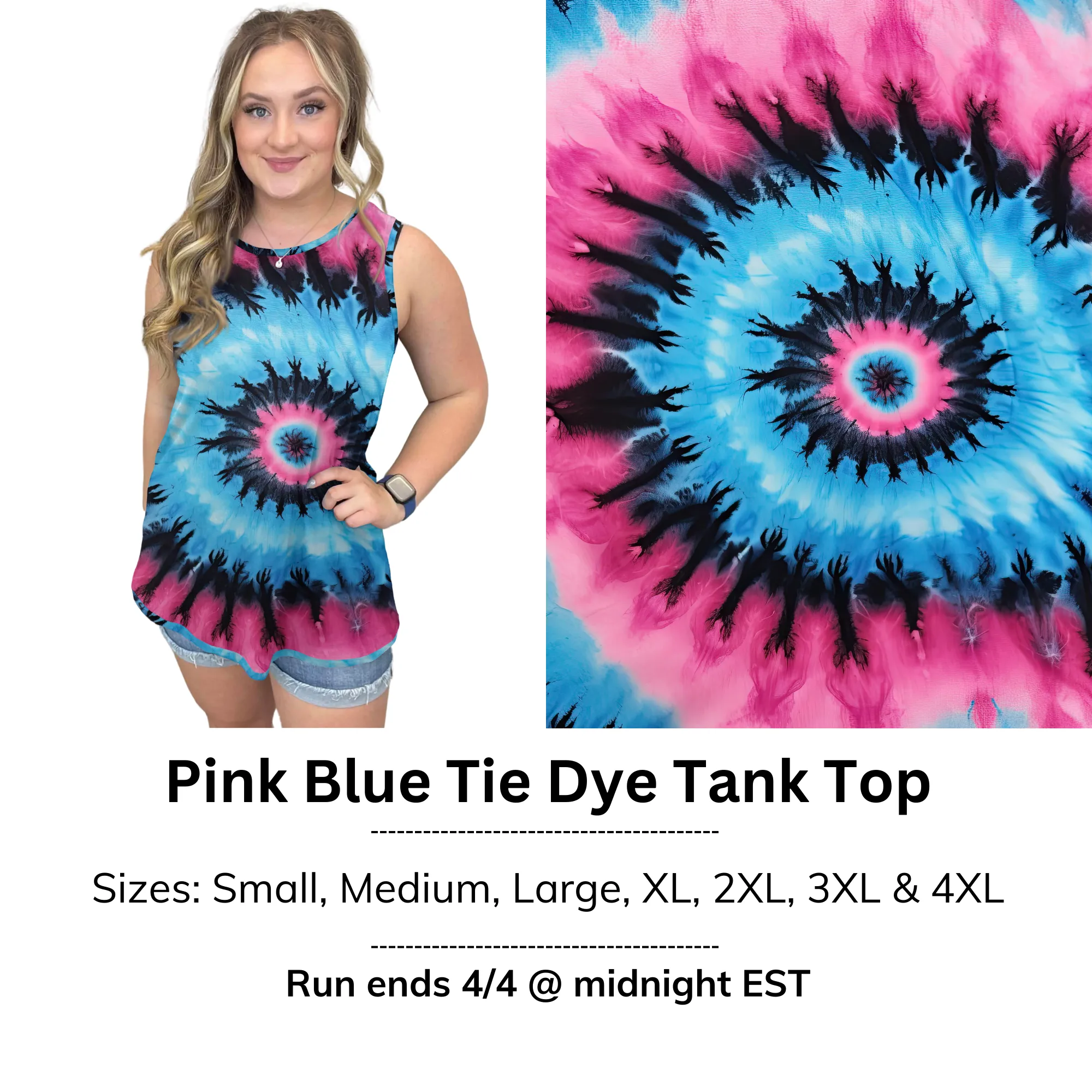 Pink Blue Tie Dye Tank Top | Run ends 4/4