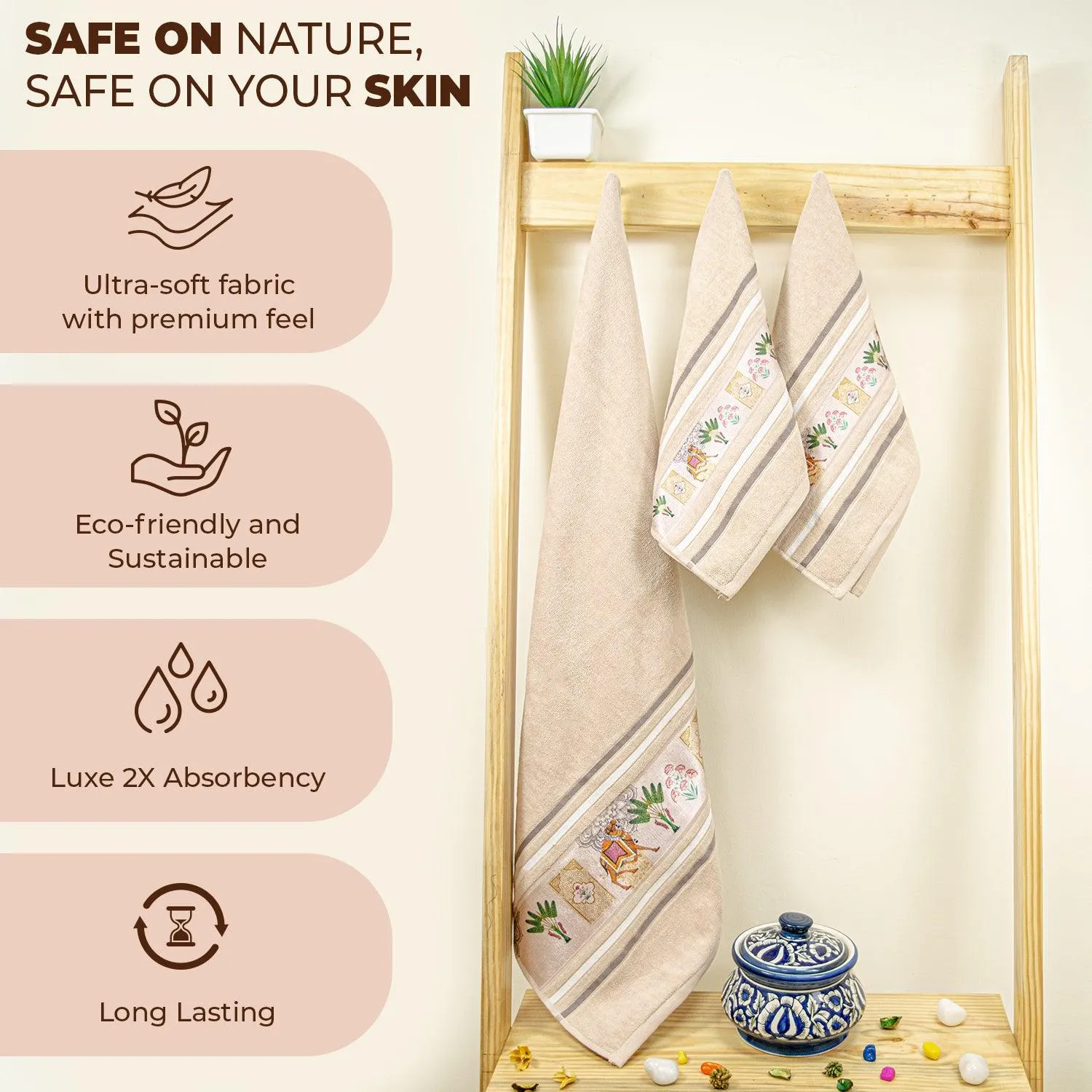 Regal 460 GSM Towel Set Of 3 | Ultra Soft & Highly Absorbent Towels