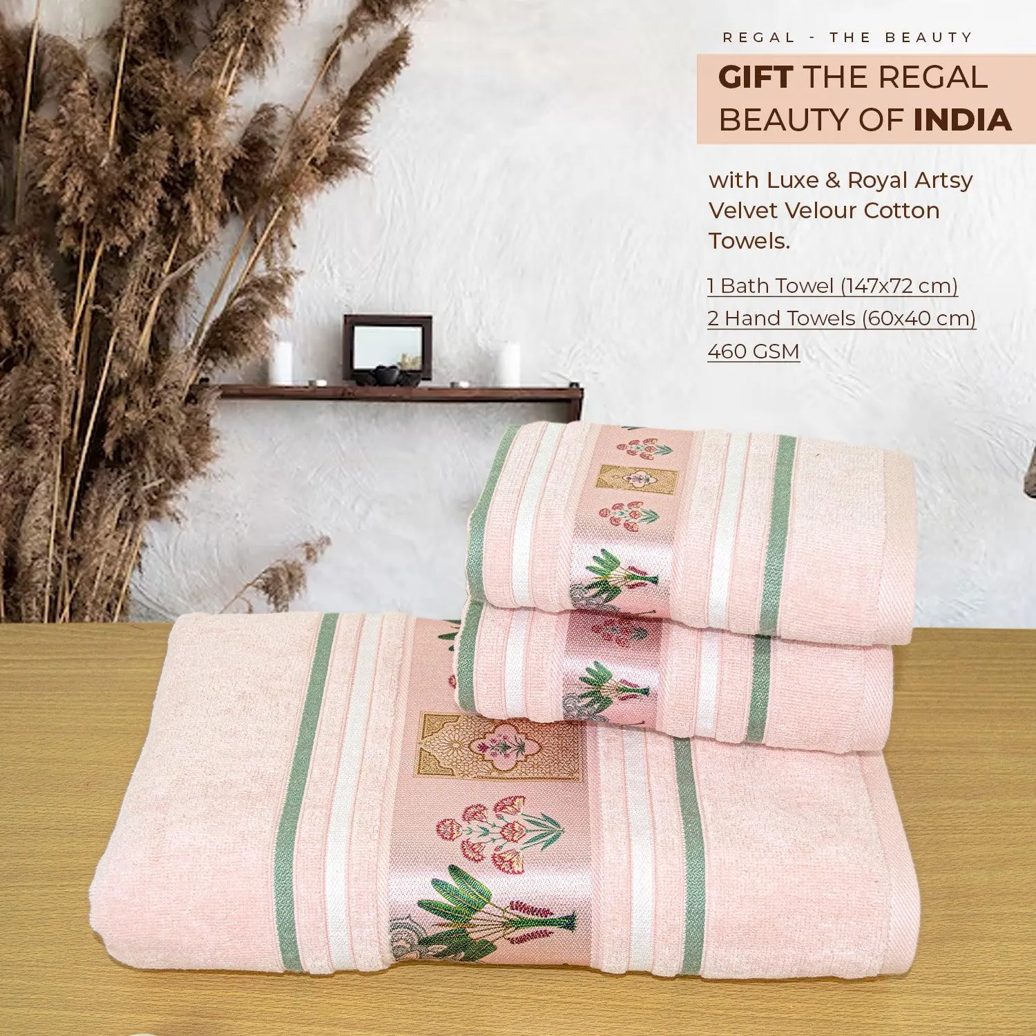 Regal 460 GSM Towel Set Of 3 | Ultra Soft & Highly Absorbent Towels
