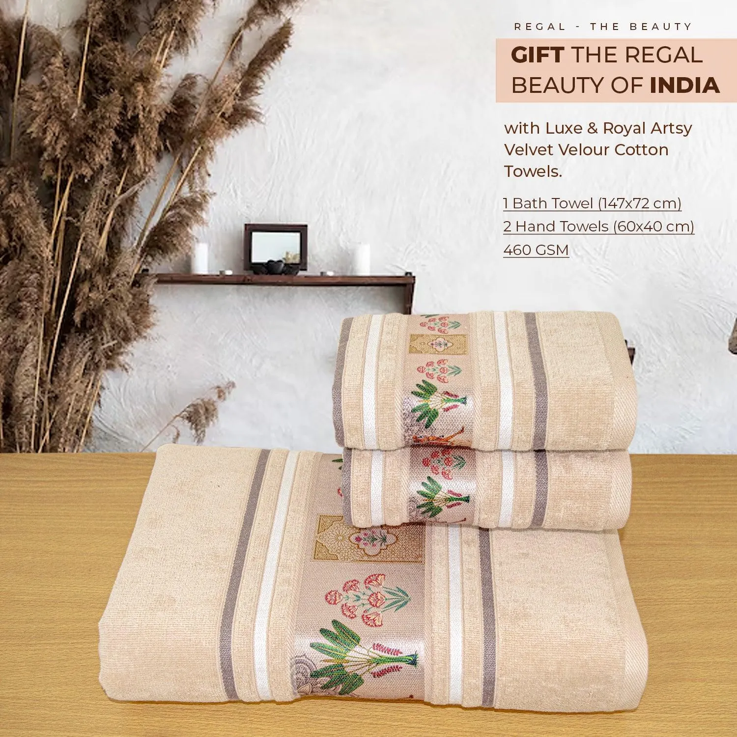 Regal 460 GSM Towel Set Of 3 | Ultra Soft & Highly Absorbent Towels