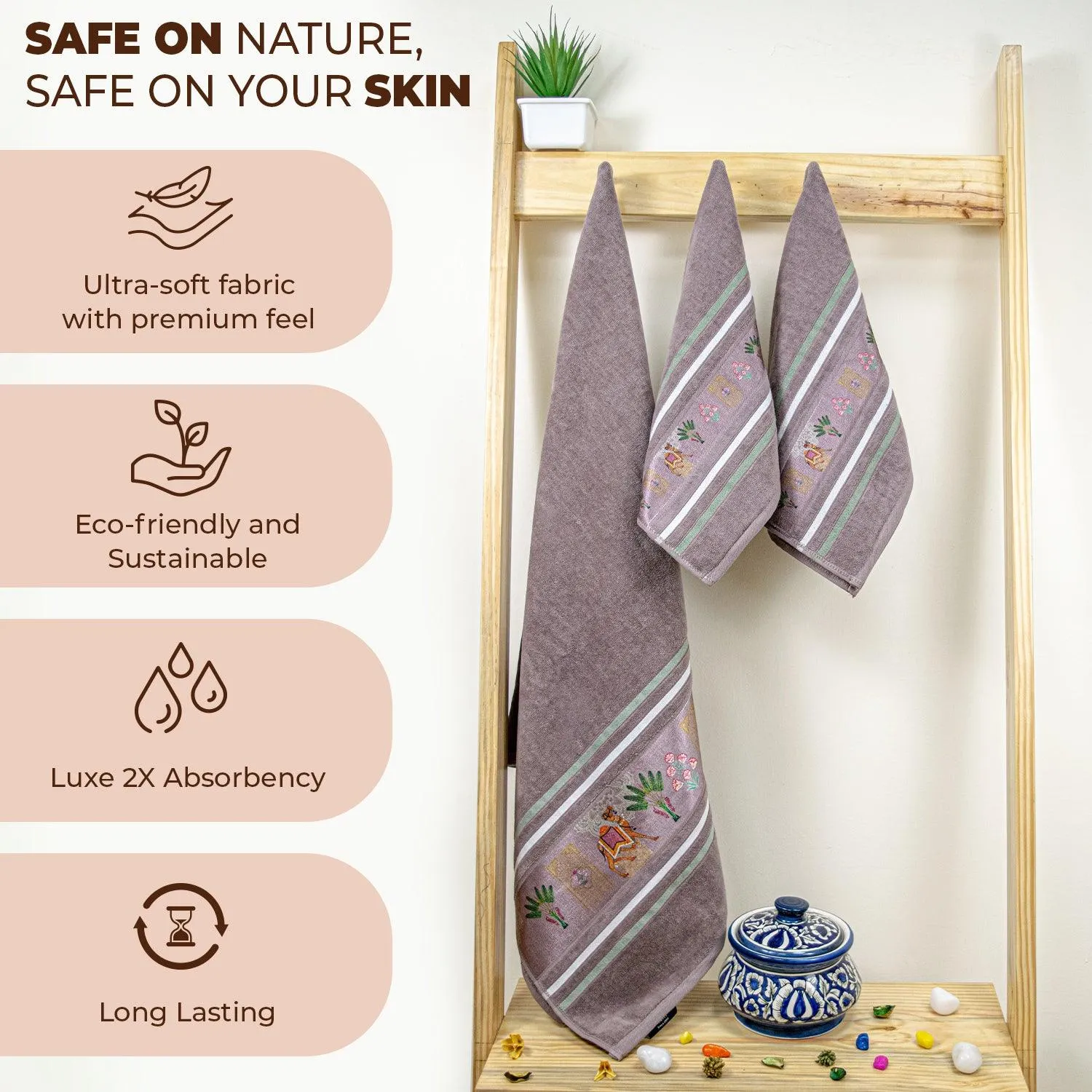 Regal 460 GSM Towel Set Of 3 | Ultra Soft & Highly Absorbent Towels