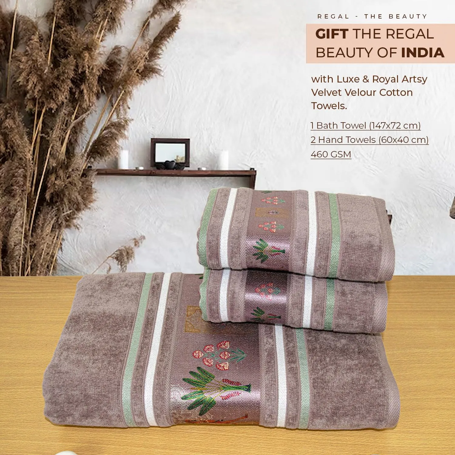 Regal 460 GSM Towel Set Of 3 | Ultra Soft & Highly Absorbent Towels