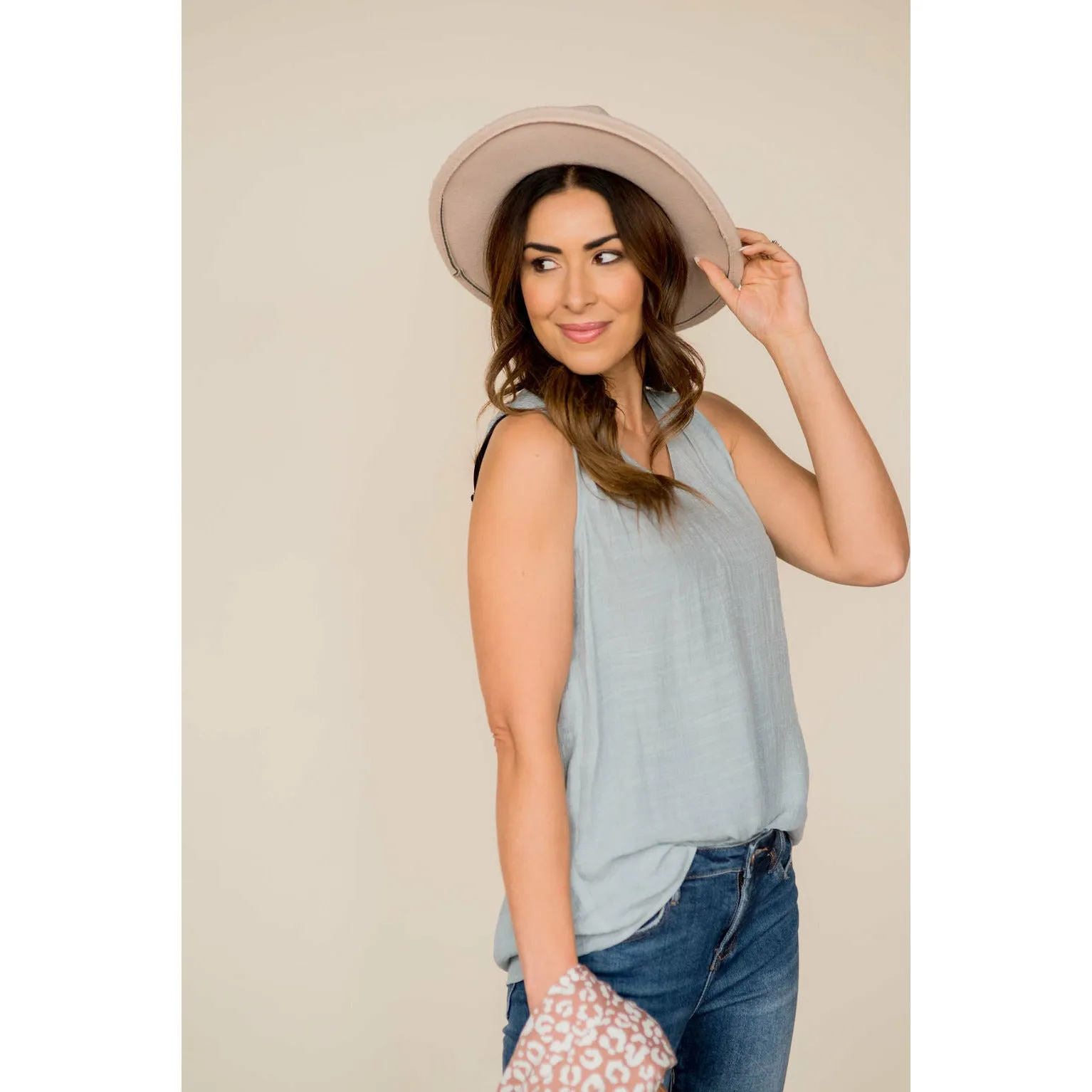 Ruched Tissue V-Neck Tank