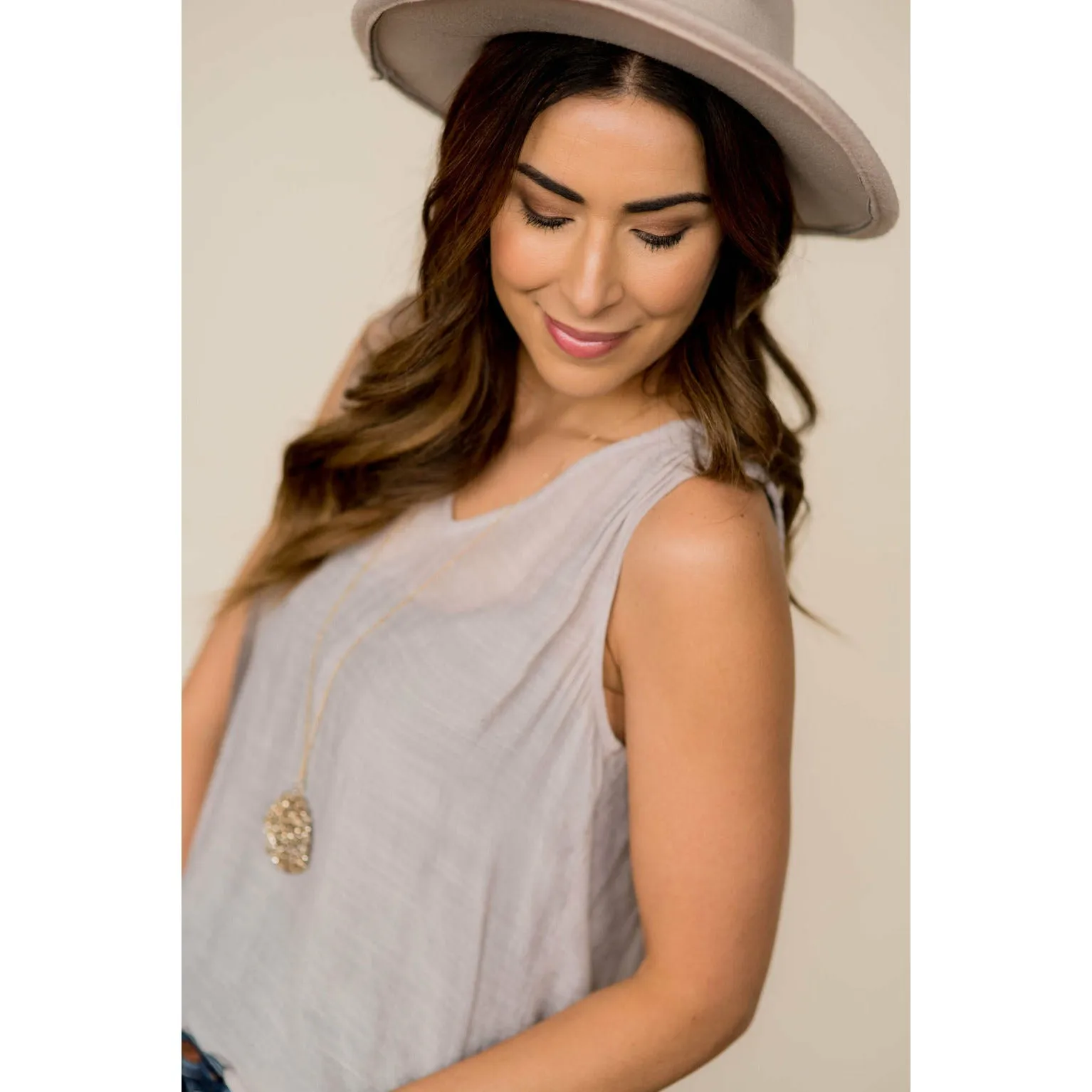 Ruched Tissue V-Neck Tank