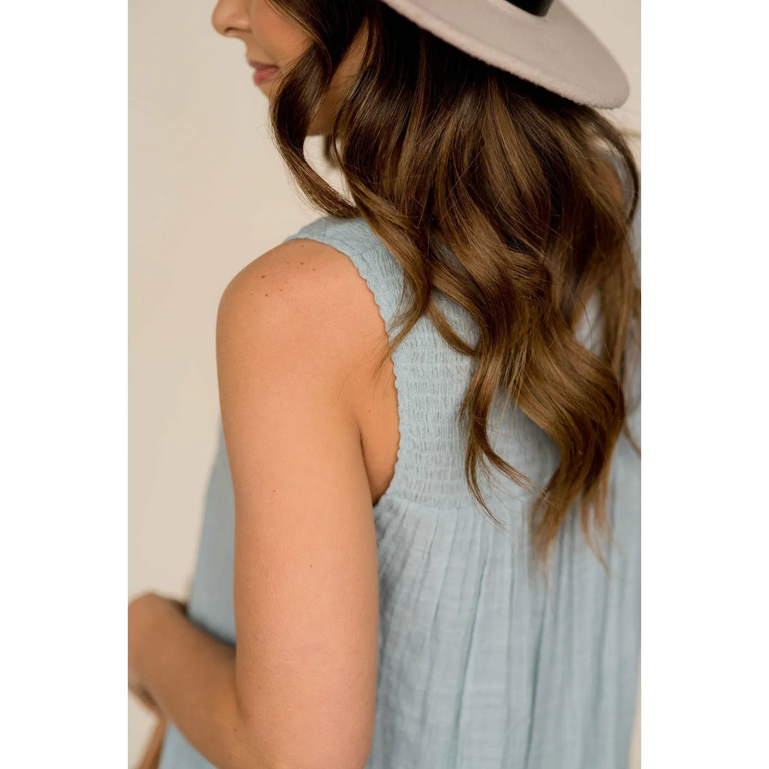 Ruched Tissue V-Neck Tank