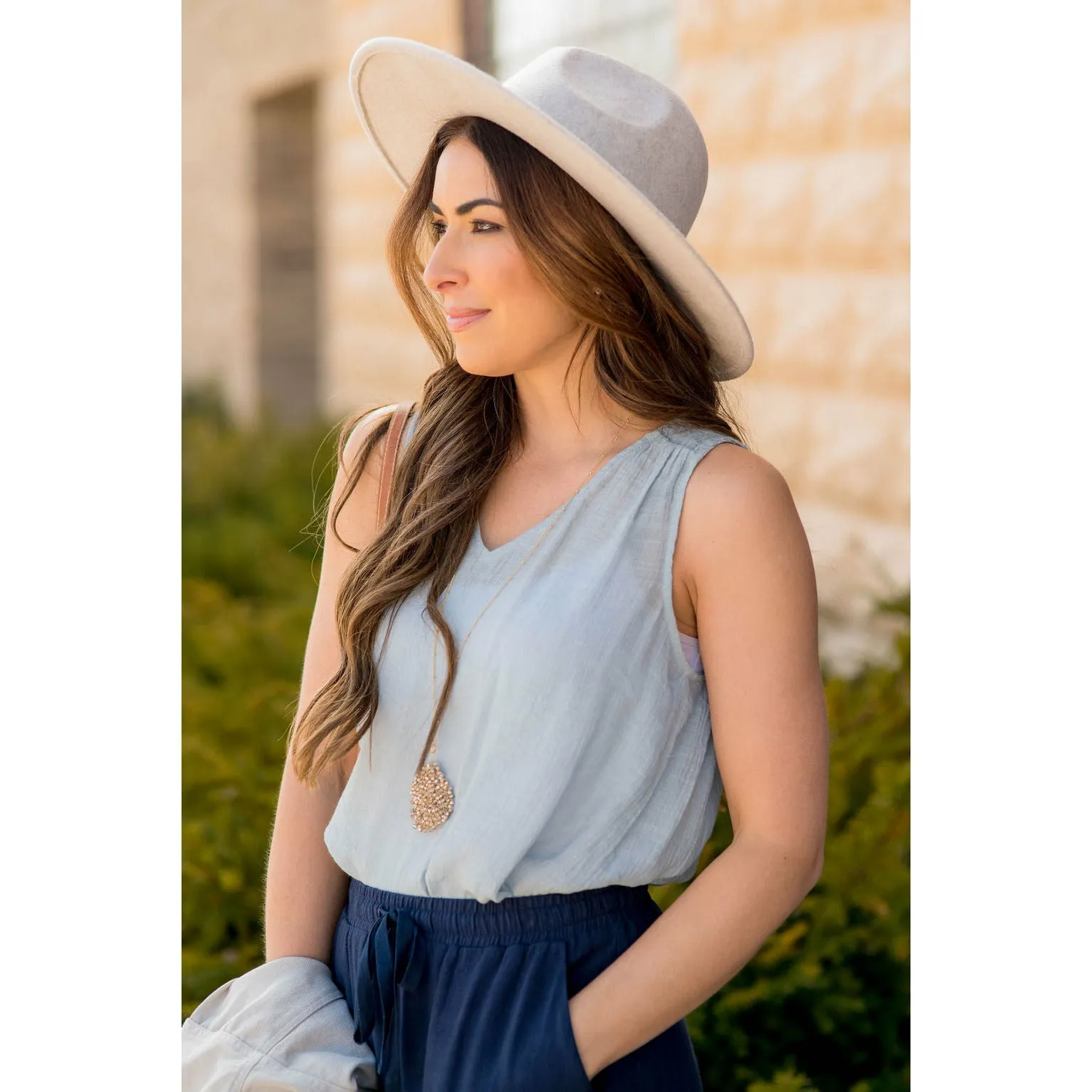 Ruched Tissue V-Neck Tank