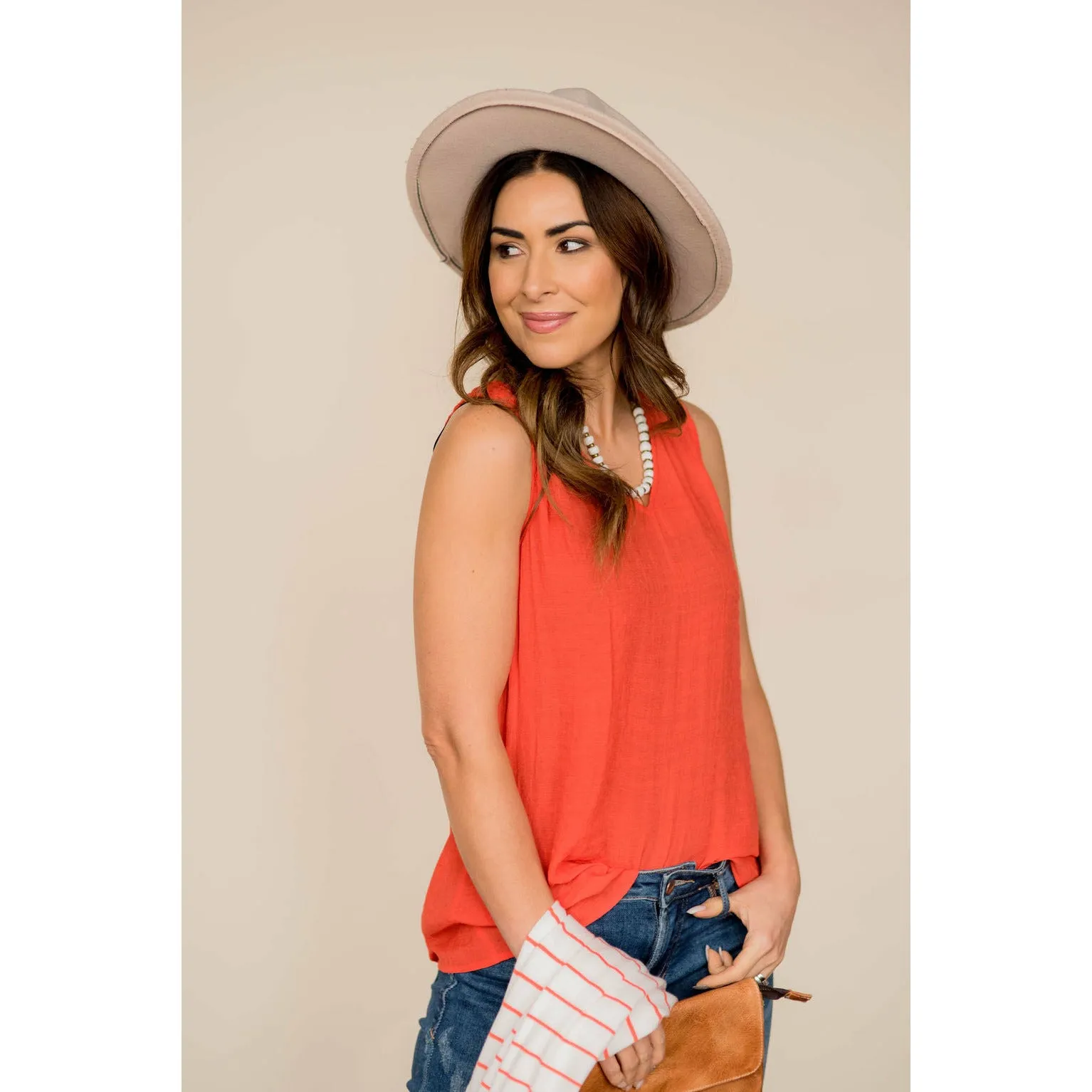 Ruched Tissue V-Neck Tank