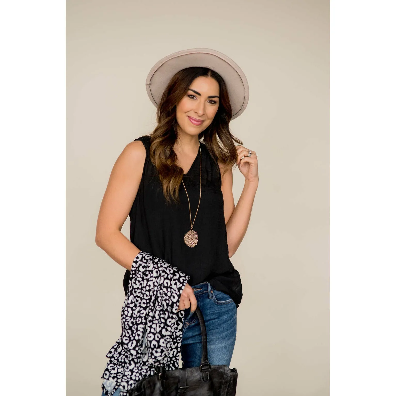 Ruched Tissue V-Neck Tank