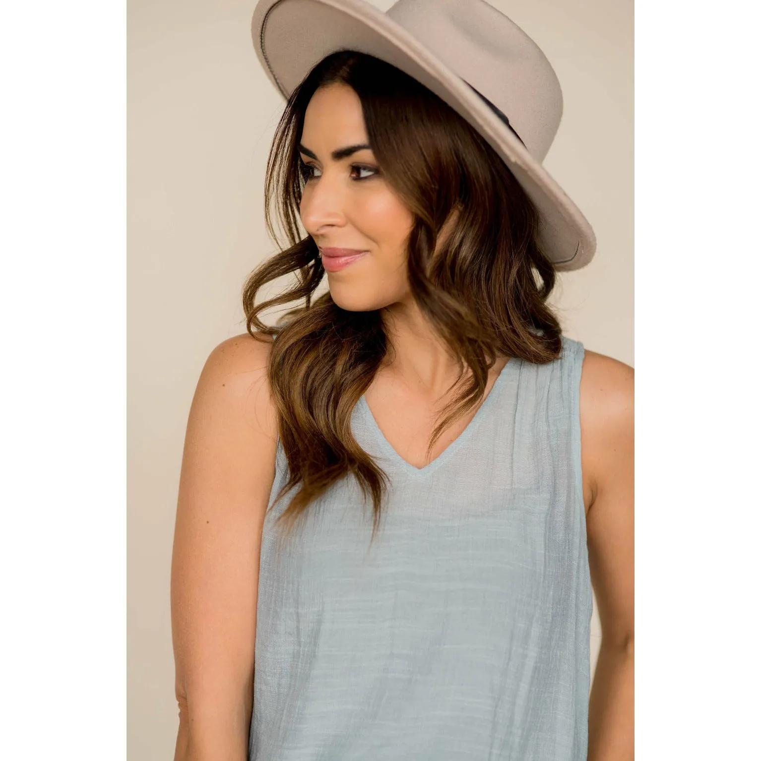 Ruched Tissue V-Neck Tank
