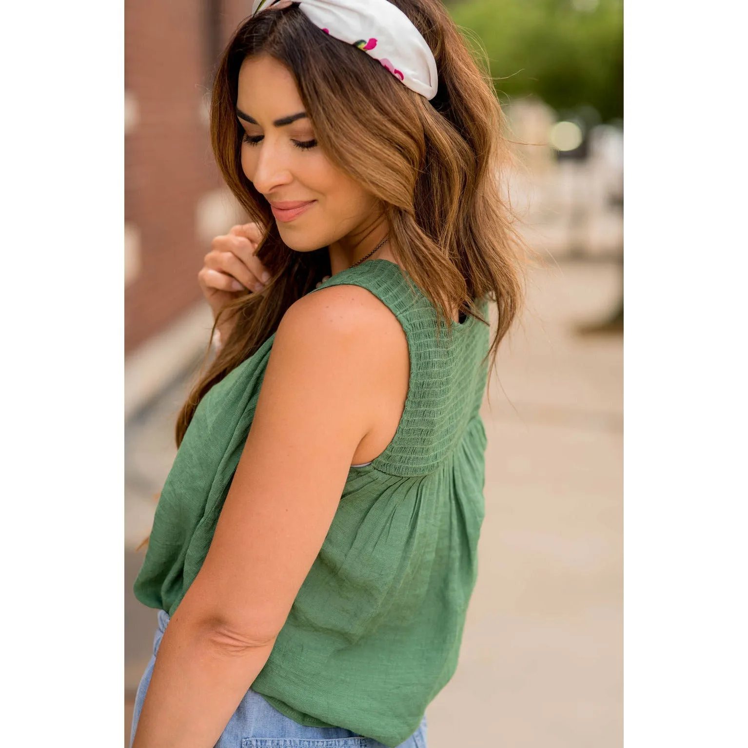 Ruched Tissue V-Neck Tank
