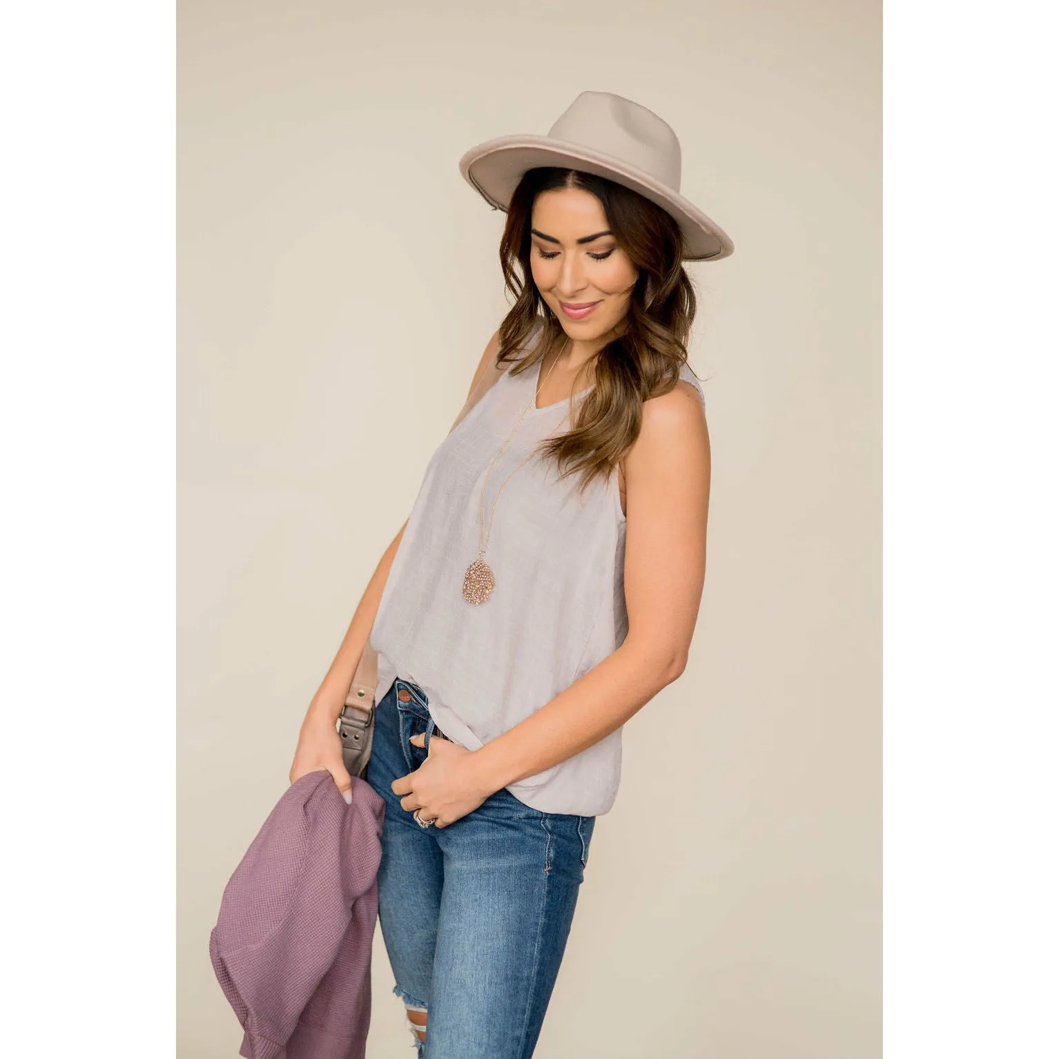 Ruched Tissue V-Neck Tank