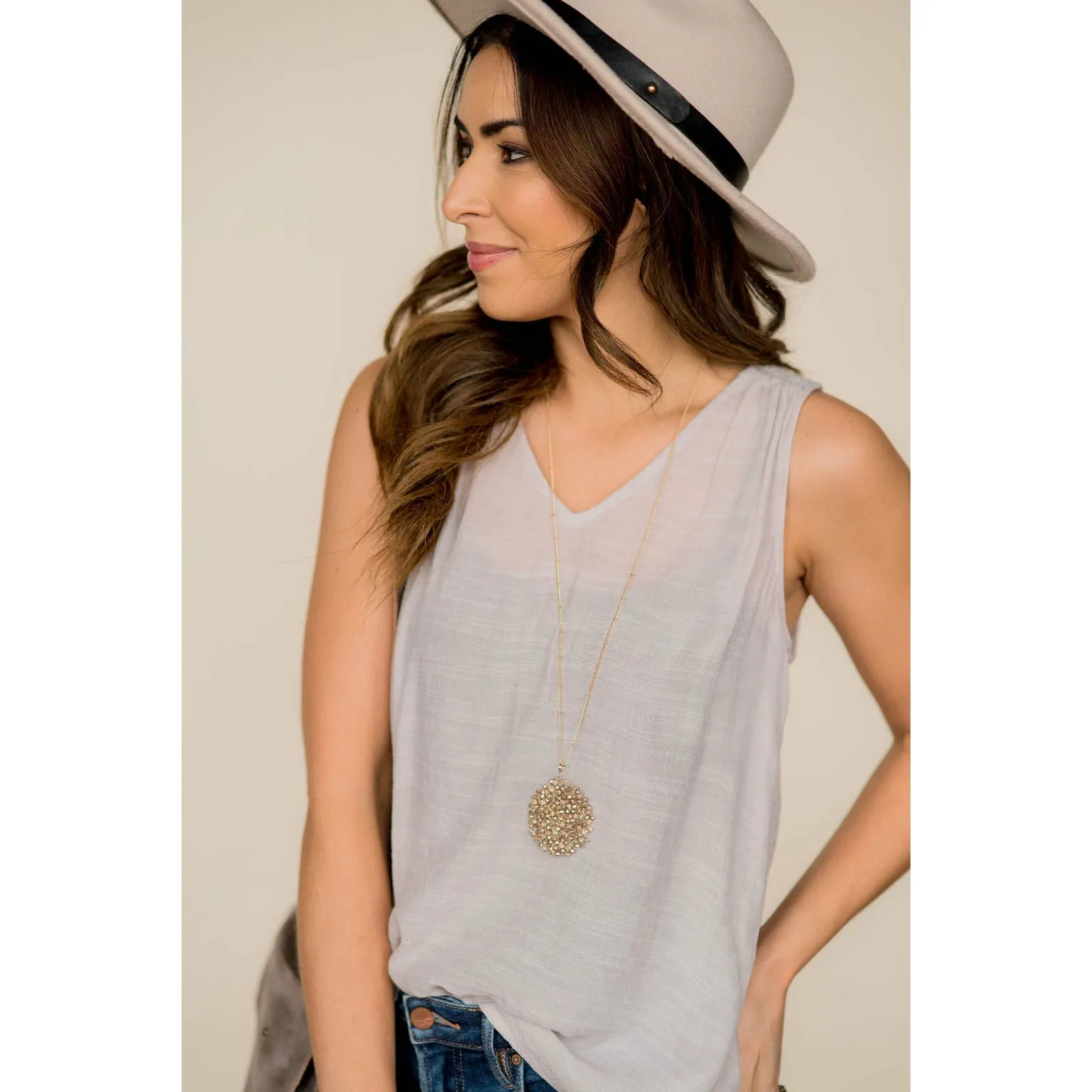 Ruched Tissue V-Neck Tank