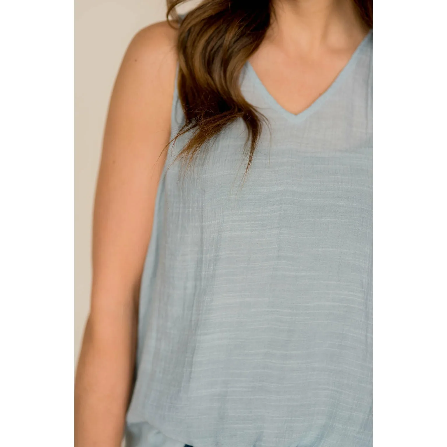 Ruched Tissue V-Neck Tank