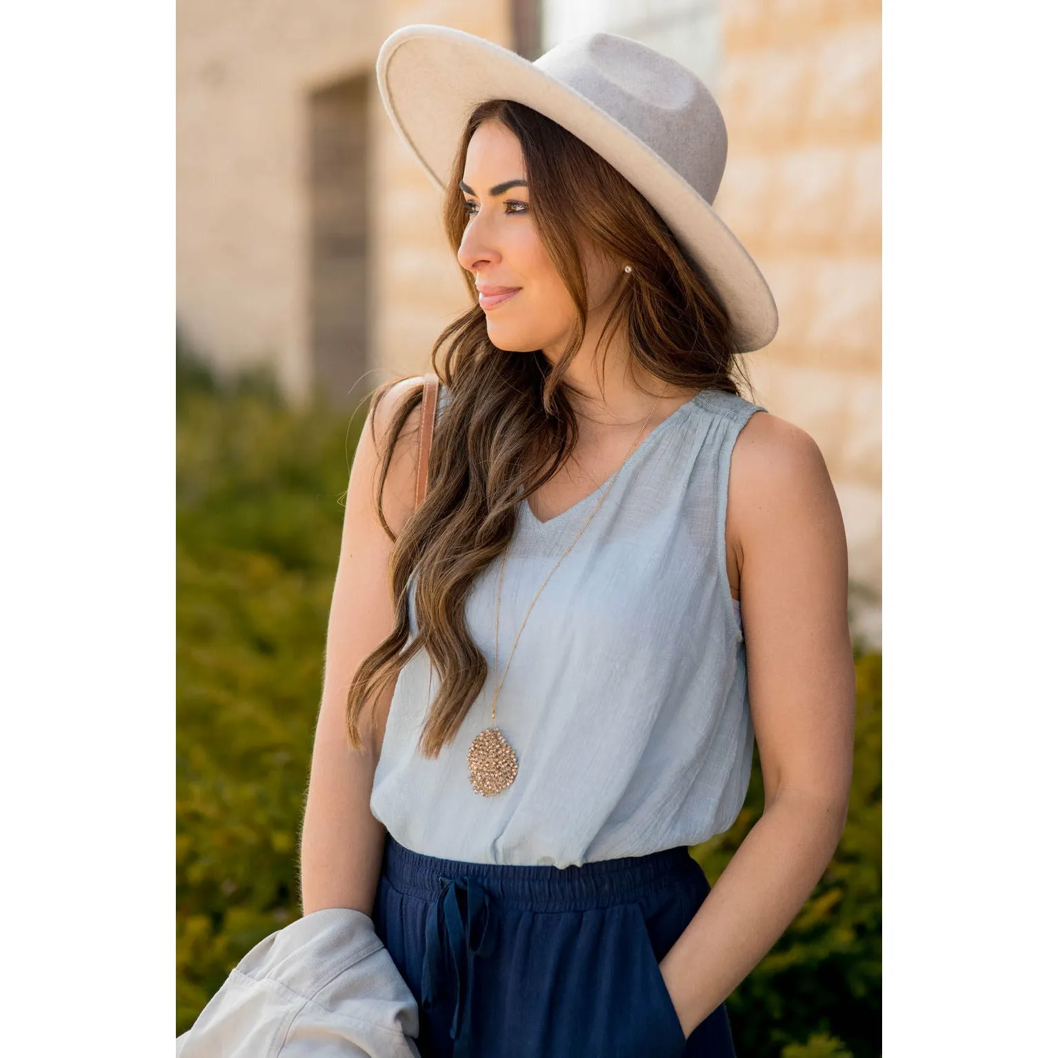 Ruched Tissue V-Neck Tank