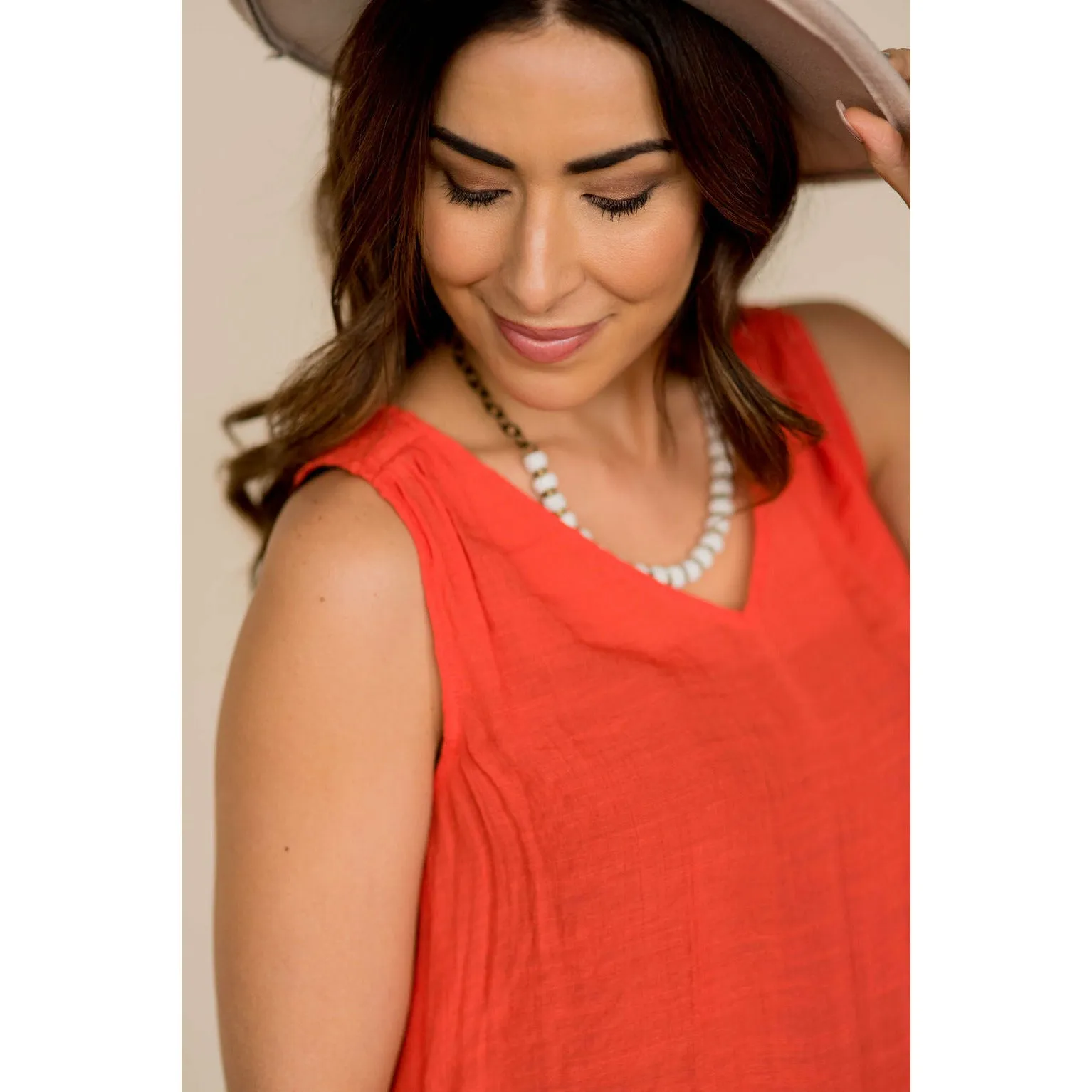 Ruched Tissue V-Neck Tank